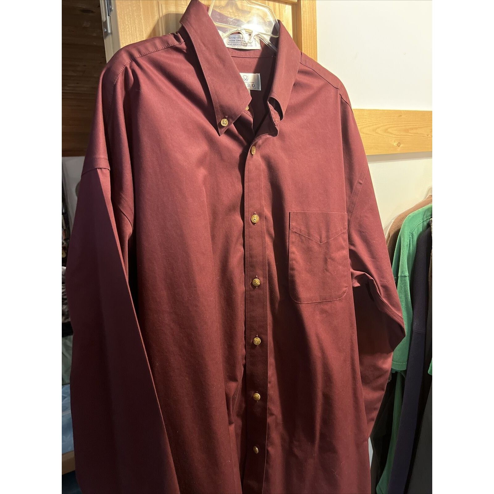 Enro ENRO Men's L Maroon LS Button Up Cotton Non-Iron Twill Shirt Size US L / EU 52-54 / 3 - 8 Thumbnail