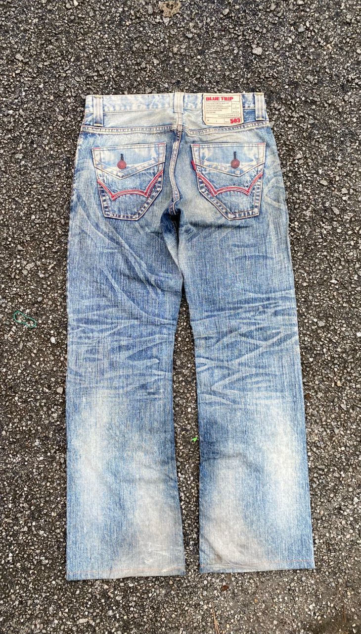 Edwin 💥FLARE💥VINTAGE EDWIN 503 BLUE DISTRESSED DENIM Denim Size US 31 - 3 Thumbnail