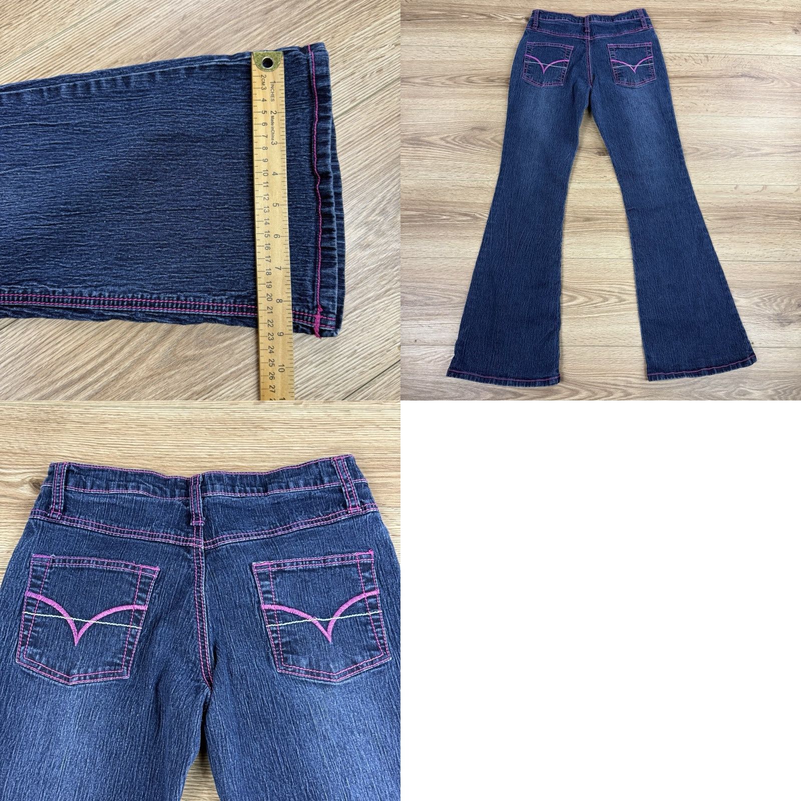 Vintage Lazer Jeans Flared Jeans Women Juniors Size 5 Pink Stretch Dark Wash 28in Inseam Womens Size 27" / US 4 / IT 40 - 8 Thumbnail