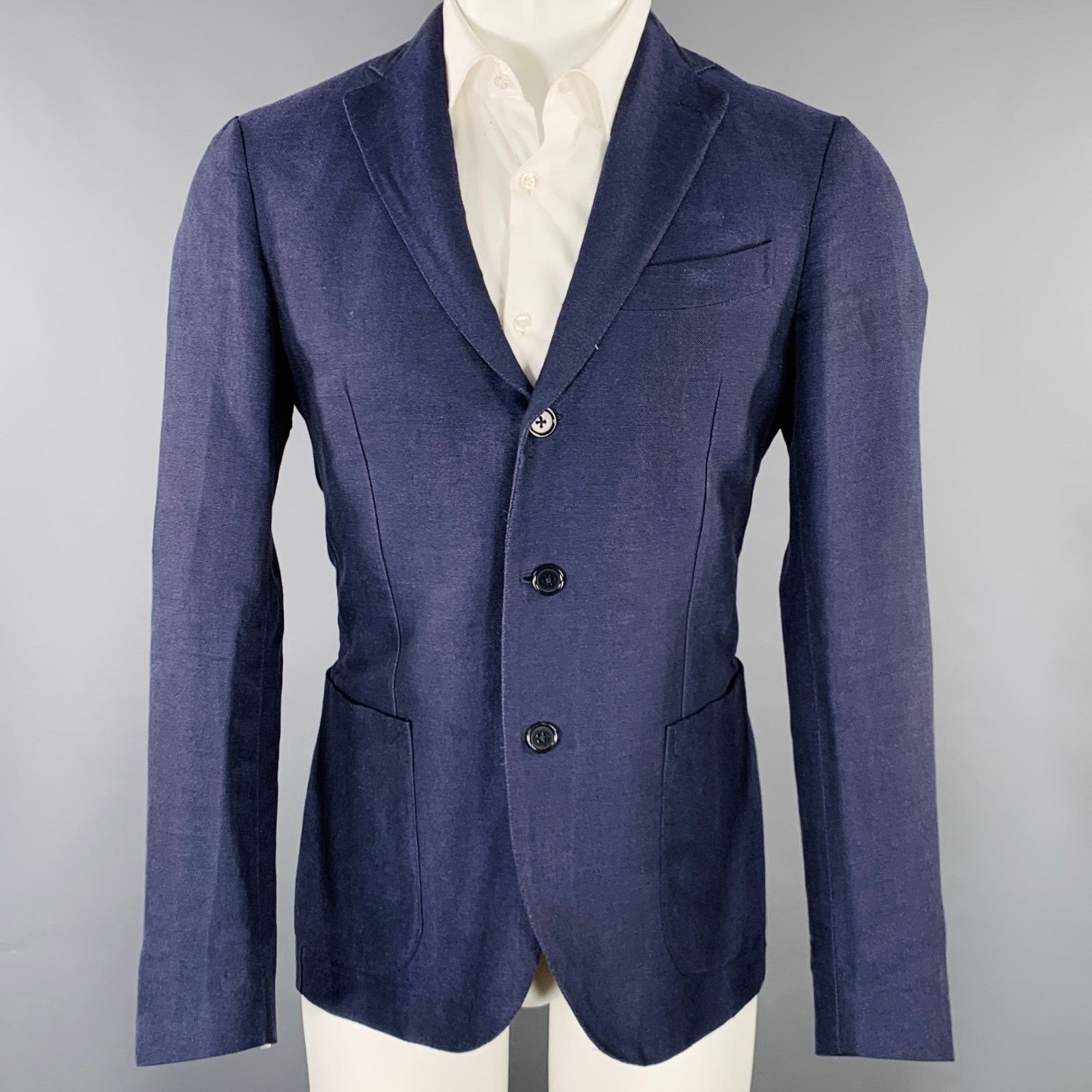 Other E. FORMICOLA 38 Blue Linen Cotton Single Breasted Jacket Size US M / EU 48-50 / 2 - 1 Thumbnail
