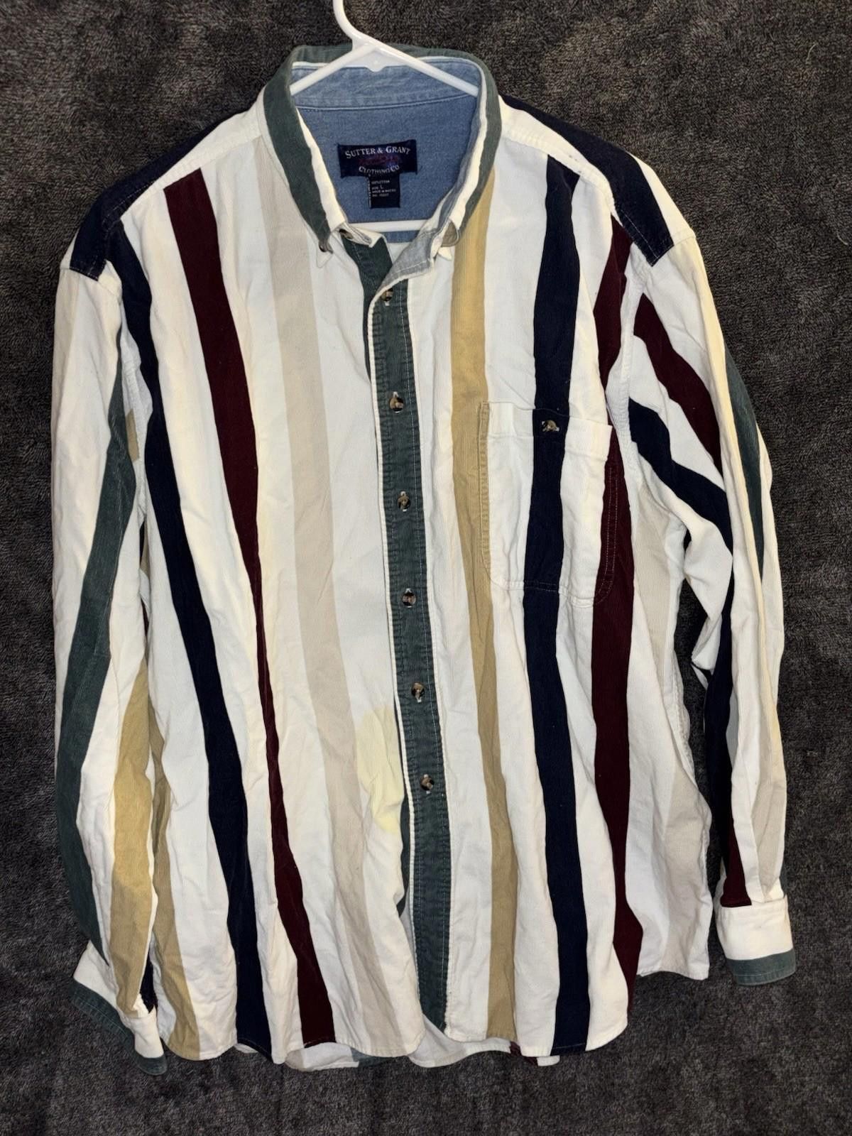 Other Vintage Sutter & Grant L Corduroy Striped Button Down Shirt Size US L / EU 52-54 / 3 - 2 Thumbnail