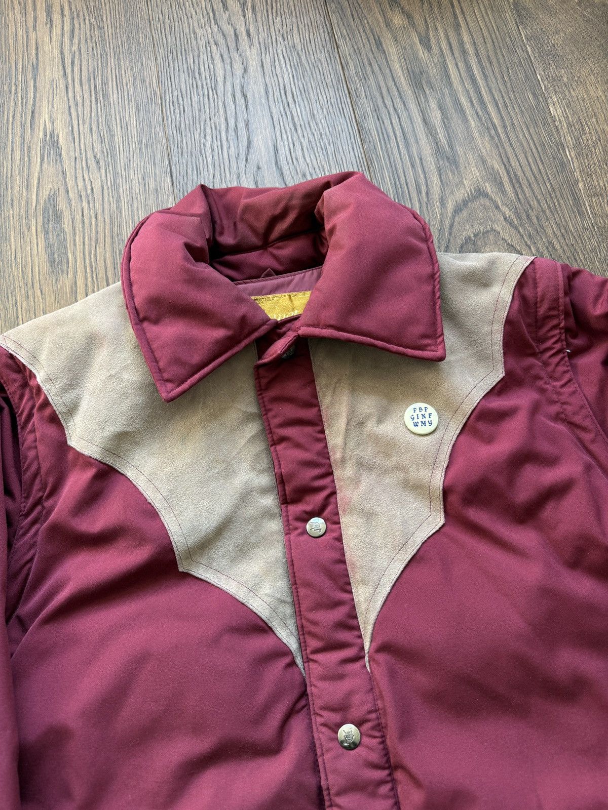 Vintage Vintage 70s Western Goose Down Suede Puffer Jacket Coat Size US L / EU 52-54 / 3 - 4 Thumbnail