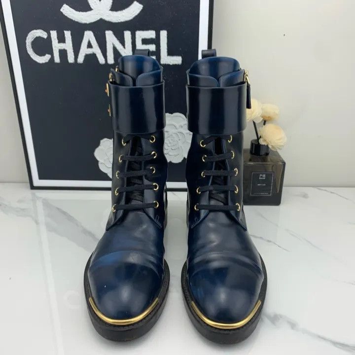 Louis Vuitton Louis Vuitton Navy Lace-Up Ankle Boots -2508 Size US 6 / IT 36 - 2 Thumbnail