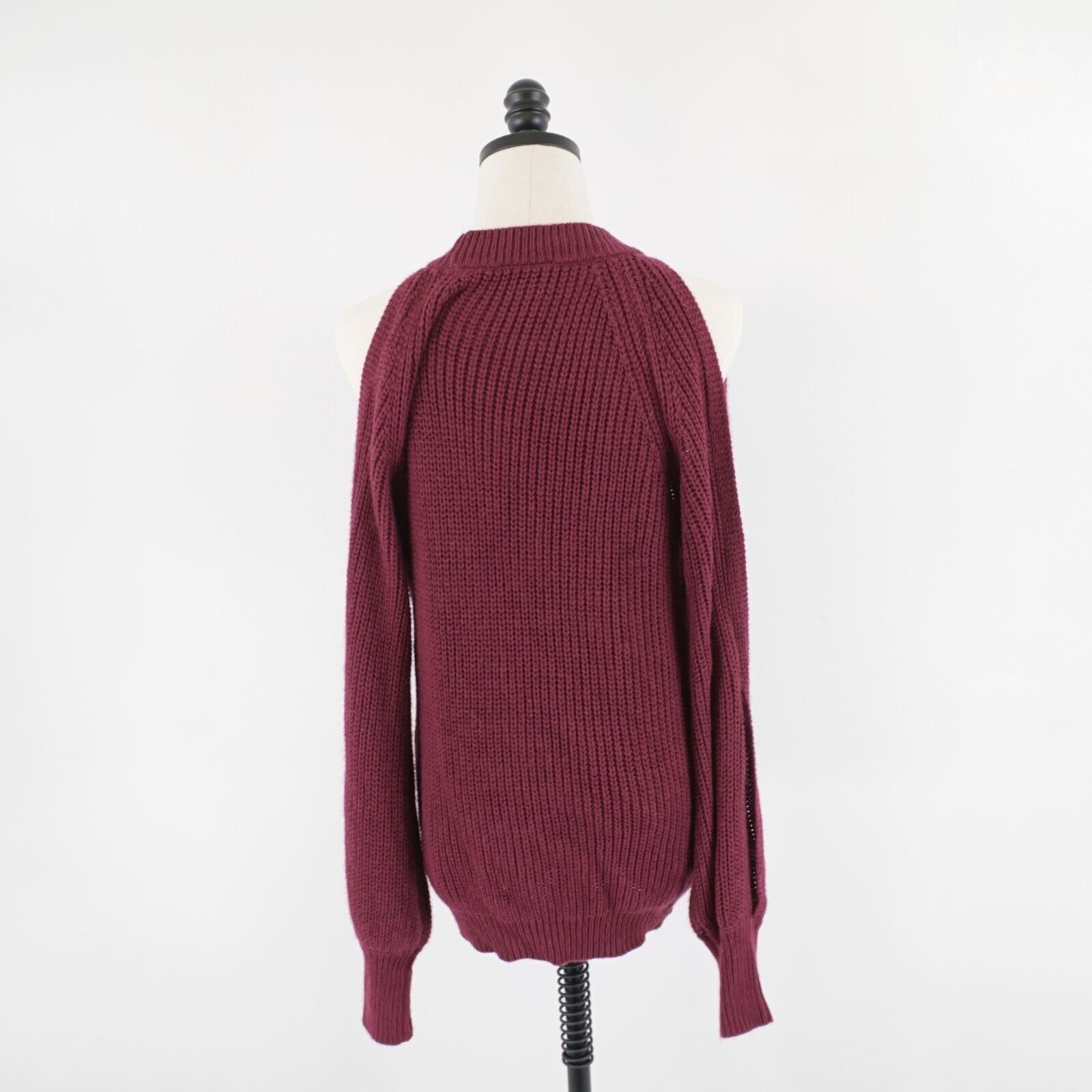 Designer Rue21 Small Purple Acrylic Open Shoulder Knit Sweater Fitted Size S / US 4 / IT 40 - 7 Thumbnail