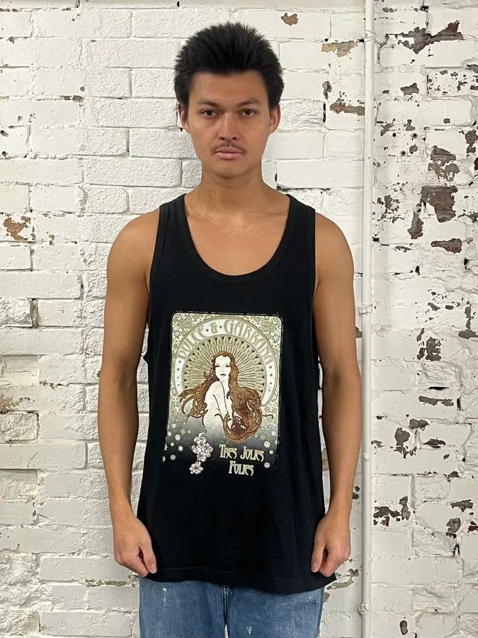 Dolce & Gabbana 2000s Dolce & Gabbana Très Jolies Folies Black Tank Top Size US L / EU 52-54 / 3 - 2 Thumbnail