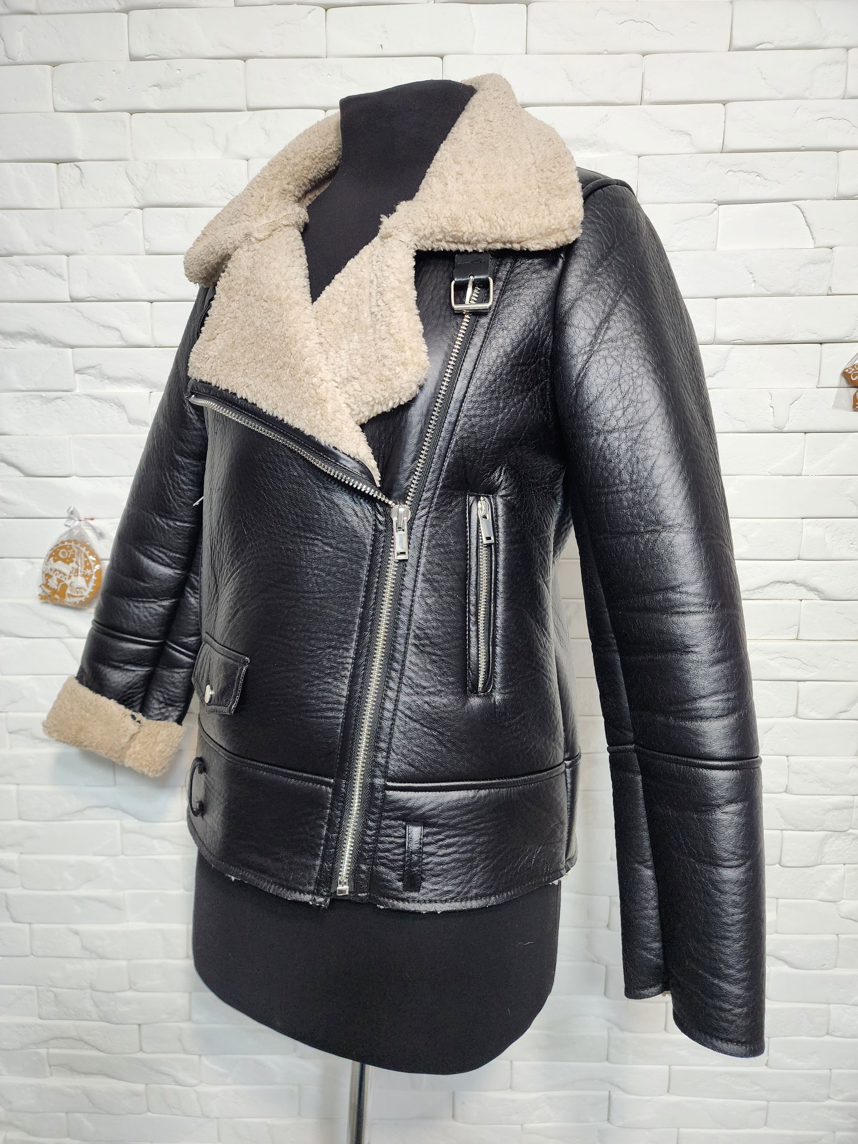 Furla Faux Fur Sheepskin Coat: Black Winter Jacket Size S / US 4 / IT 40 - 2 Thumbnail