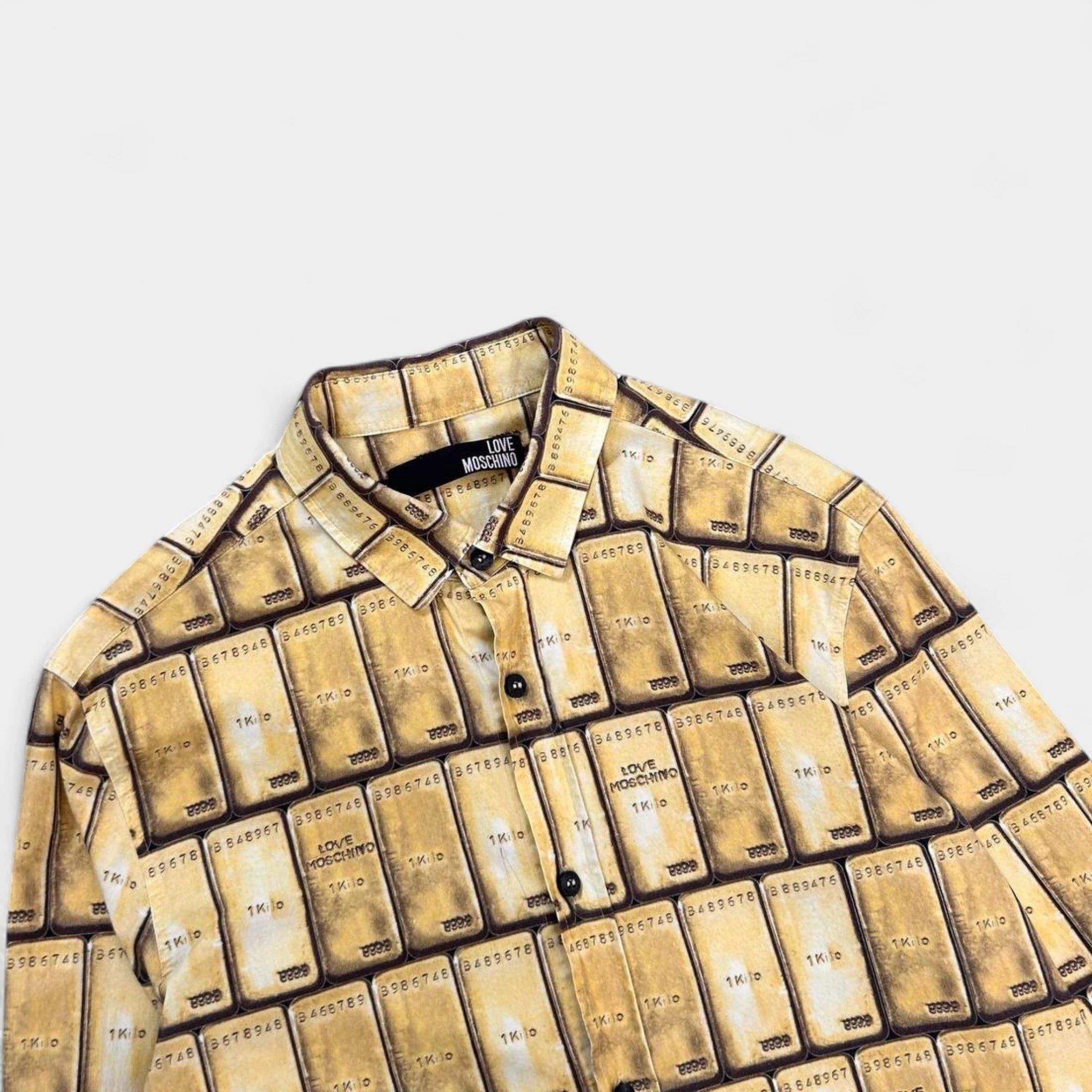 Moschino Love Moschino Gold Ingot Print Button Shirt Size US M / EU 48-50 / 2 - 2 Thumbnail