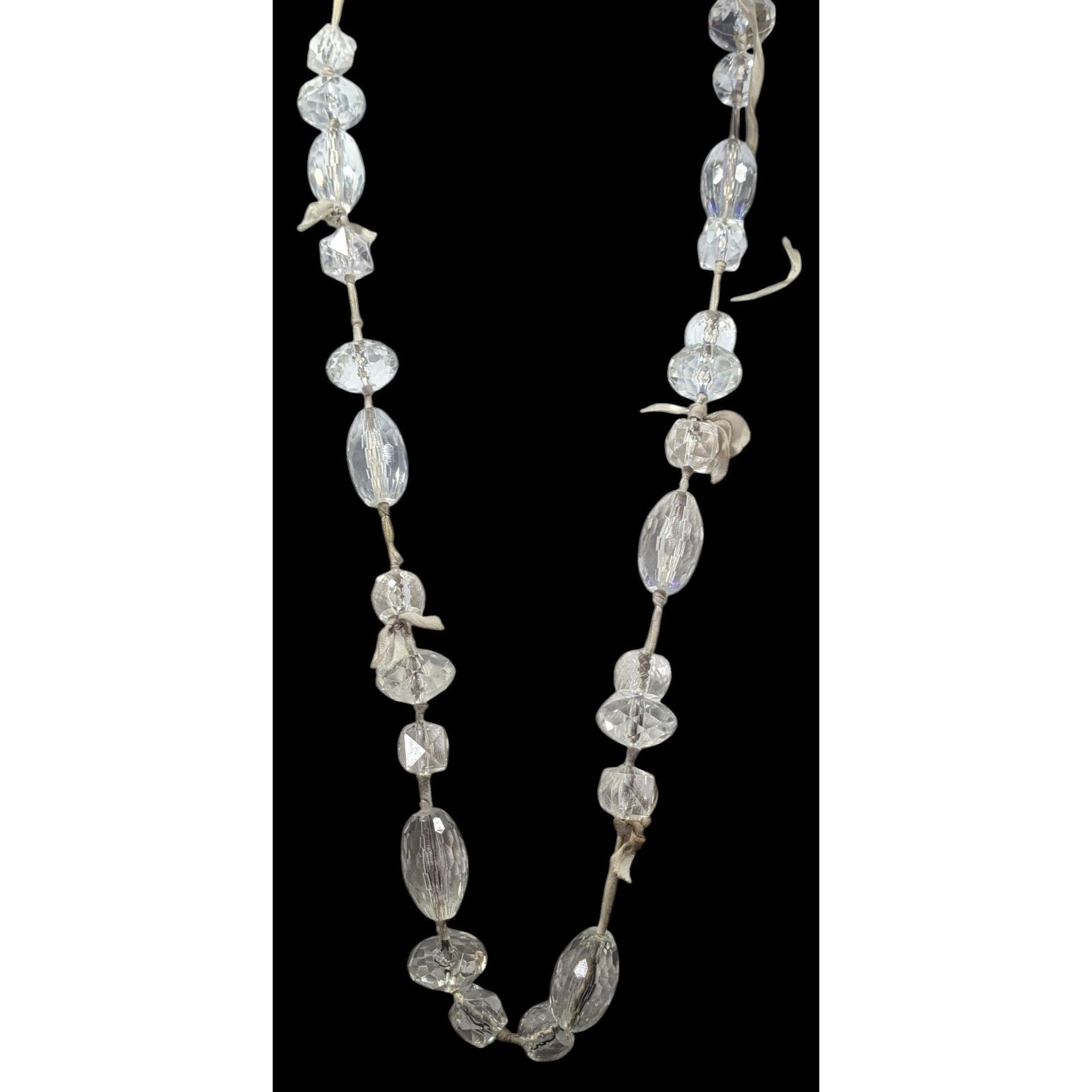 J.Crew J.Crew Chunky Clear Beaded Grey Ribbon Station Necklace Size ONE SIZE - 2 Thumbnail