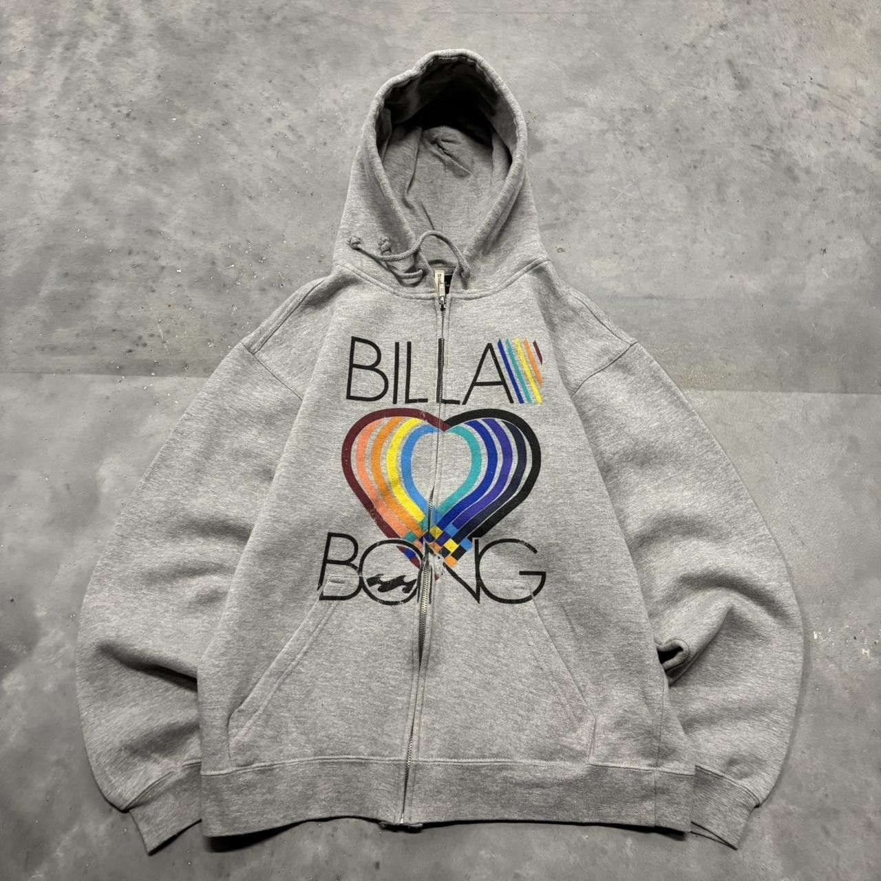 Billabong × Vintage Crazy Vintage Y2K/2000s Cute Billabong Heart Surf Zip Up Hoodie! Size L / US 10 / IT 46 - 1 Thumbnail