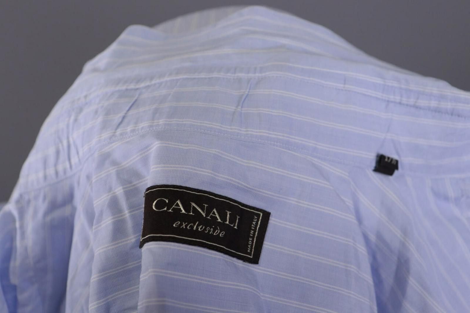 Canali Canali Exclusive Blue Striped Button Down Shirt Size 44 / 17 Size US M / EU 48-50 / 2 - 12 Thumbnail