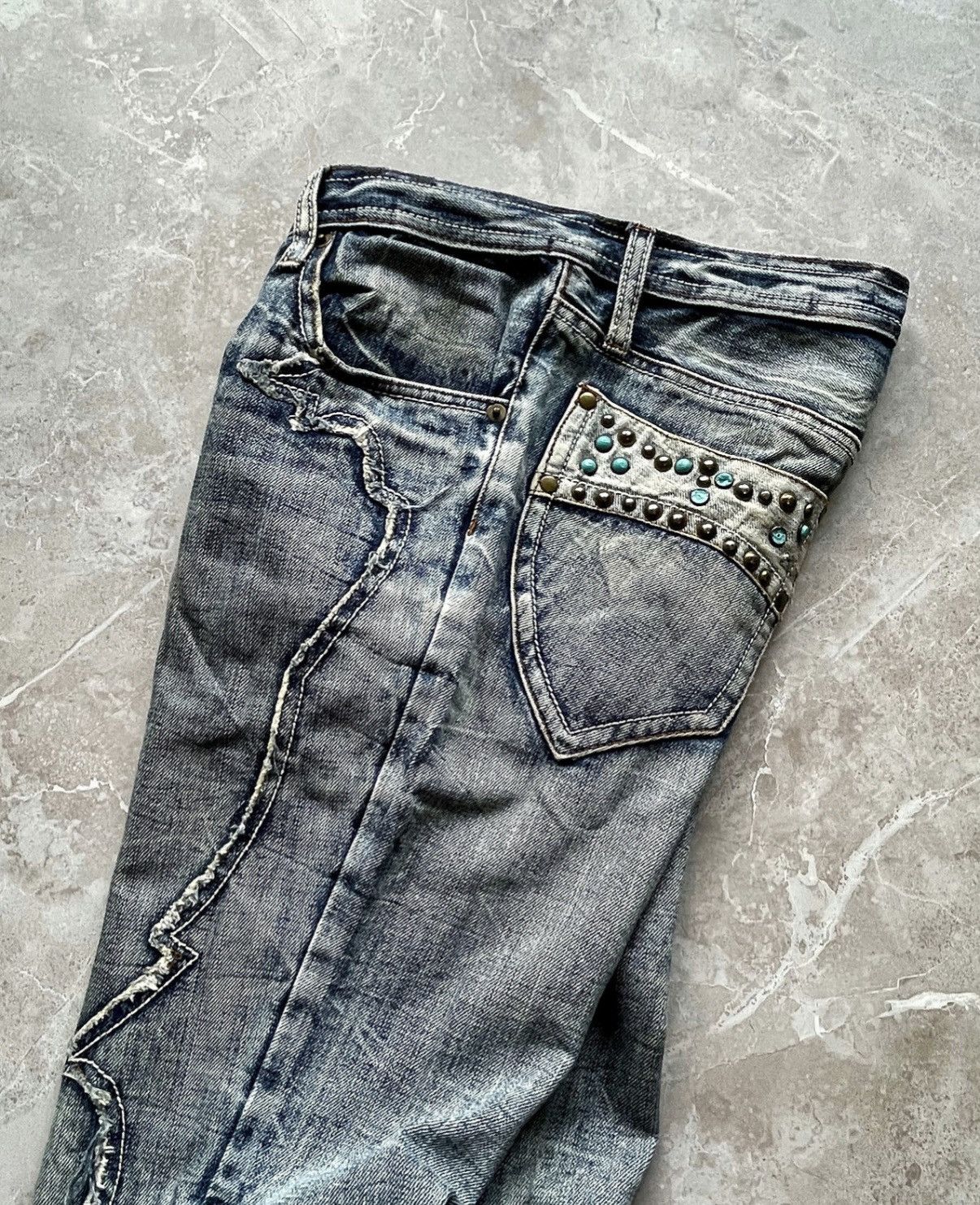 semanticdesign SEMANTIC DESIGN TRIBAL PANELLED ACID-WASH JEANS Size US 29 - 5 Thumbnail