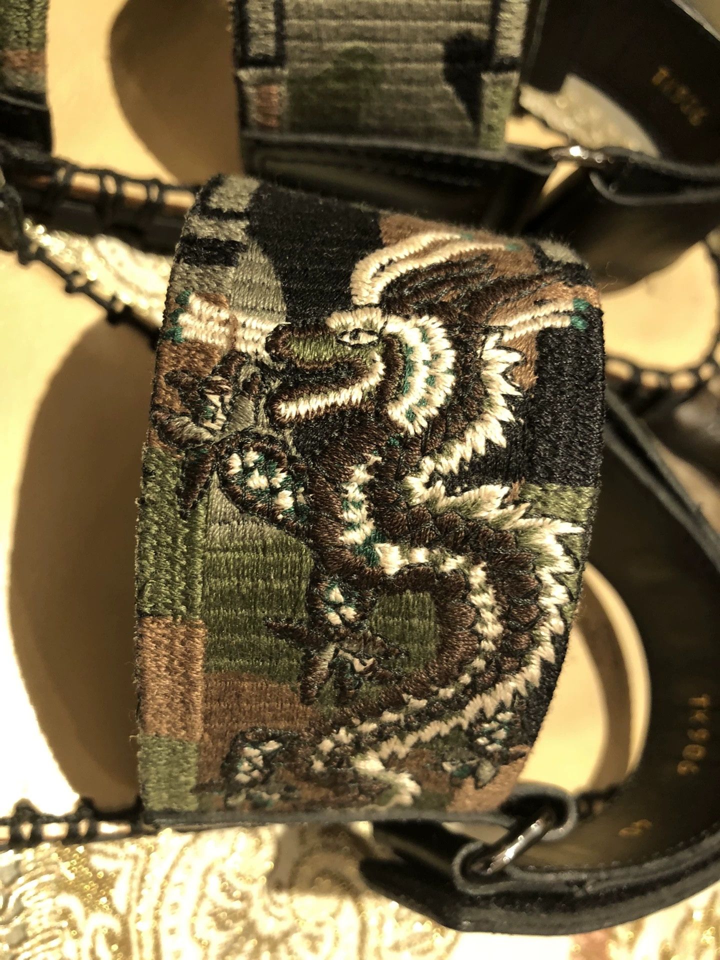 Valentino Valentino Green Camo Dragon Embroidery Sandals Size US 7 / EU 40 - 2 Thumbnail