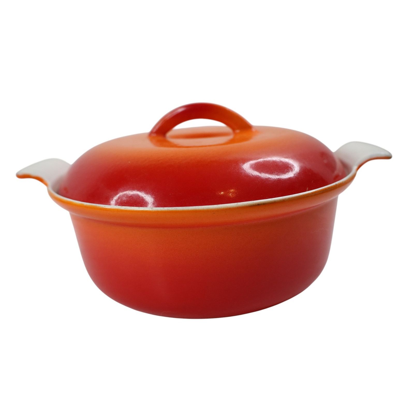 Vintage Vintage Descoware Cast Iron Enamel Flame Orange Dutch Oven Size ONE SIZE - 3 Thumbnail