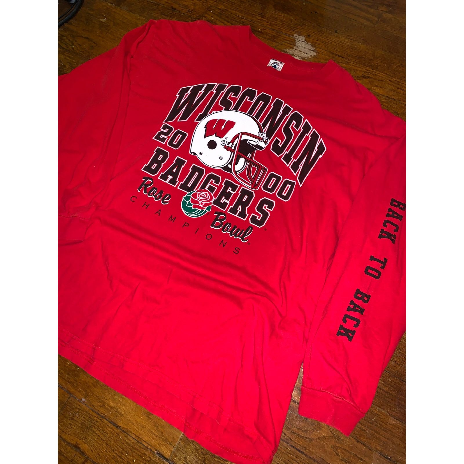 NCAA × Vintage Vintage Wisconsin Badgers Rose Bowl 2000 Long Sleeve 2XL Size US XL / EU 56 / 4 - 4 Thumbnail
