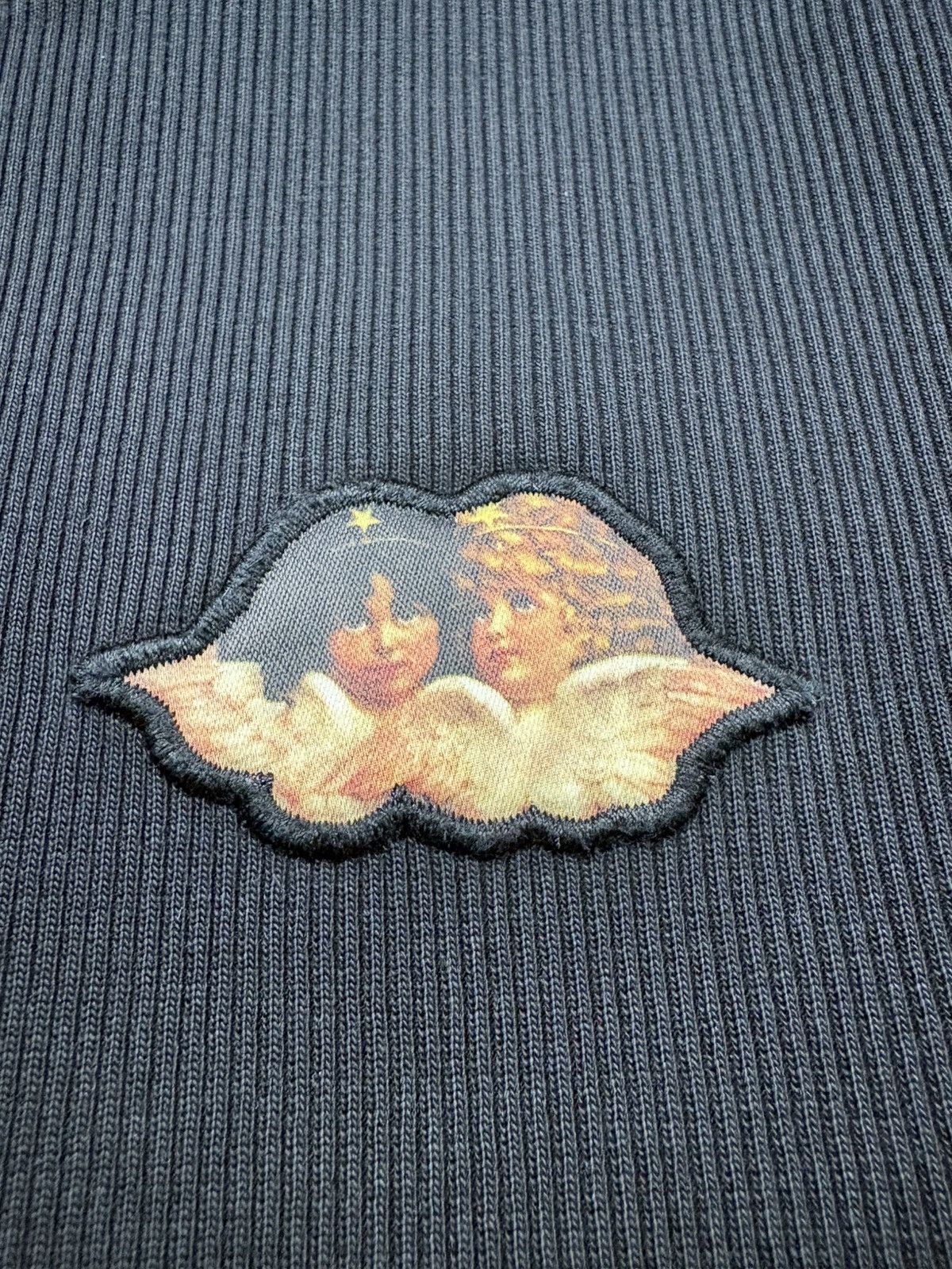 Fiorucci Fiorucci Angel Patch Ribbed Crop T Shirt Black Size L Y2K Size L / US 10 / IT 46 - 5 Thumbnail