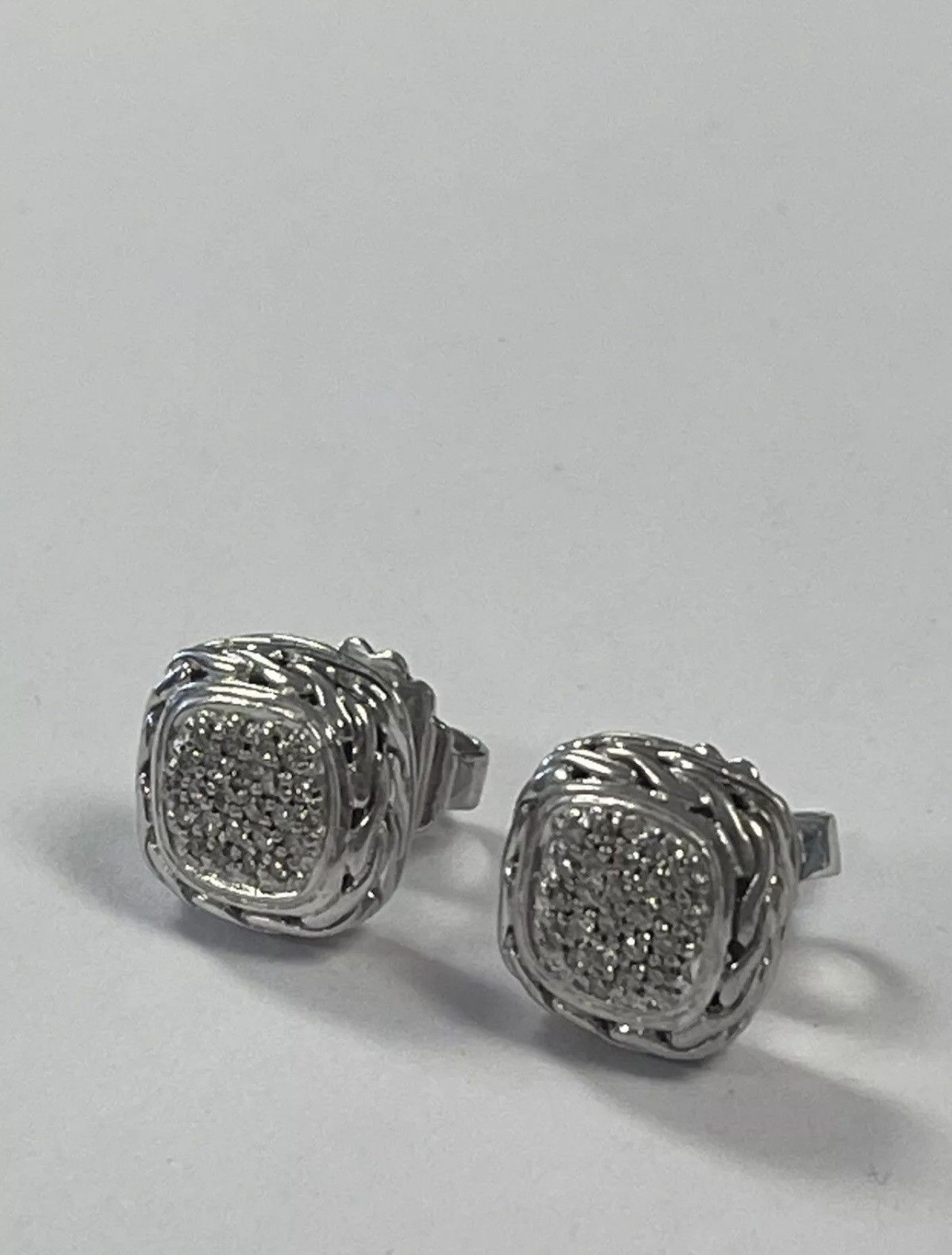 John Hardy John Hardy Classic Chain Silver & DIamond Square Earrings Size ONE SIZE - 4 Thumbnail