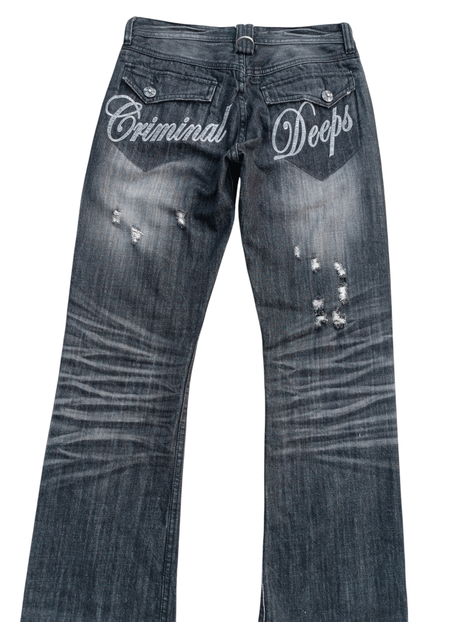 Japanese Brand RARE💥JAPANESE BRAND DENIM FLARE DISTRESED EMBROIDERY JEANS Size US 29 - 14 Thumbnail