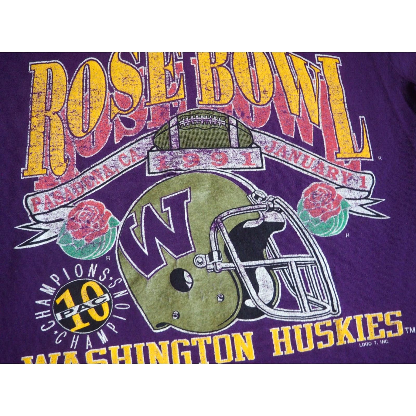 Vintage VTG 90s UW Huskies Rose Bowl Purple Tee T-Shirt Men M Size US M / EU 48-50 / 2 - 3 Thumbnail