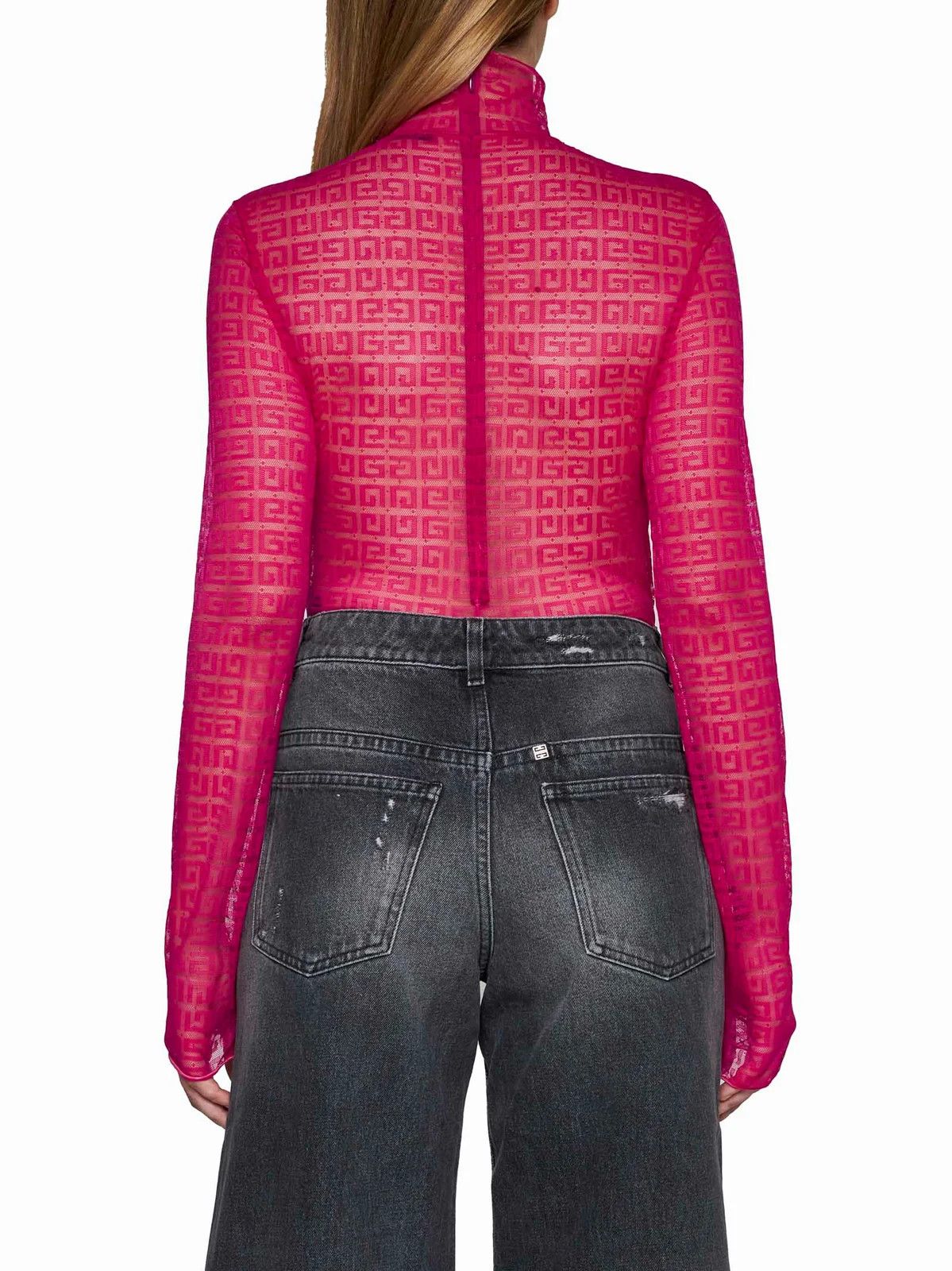 Givenchy o1gr1nt0125 Long-Sleeved Bodysuit in Fuchsia Size S / US 4 / IT 40 - 3 Thumbnail