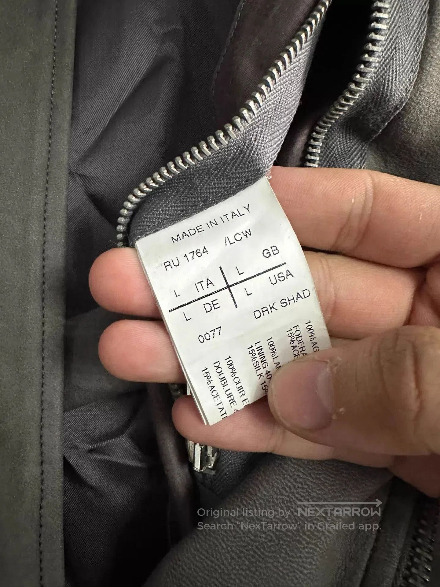 Rick Owens Gray Leather Jacket with Zip Pockets - Size L. Size US L / EU 52-54 / 3 - 7 Thumbnail