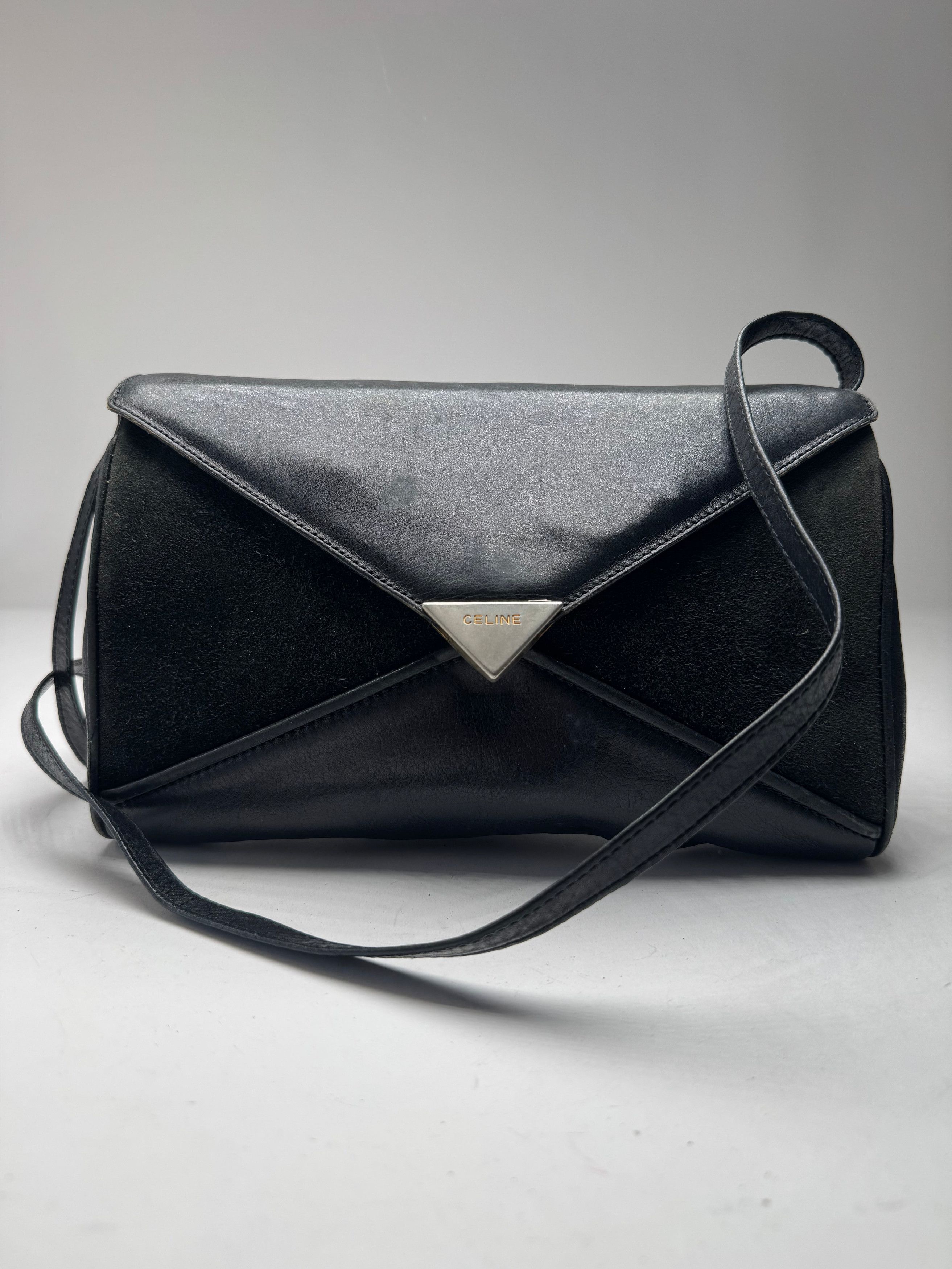 Celine Vintage Paris Triomphe Suede Leather Bag Marine Black Size ONE SIZE - 1 Thumbnail