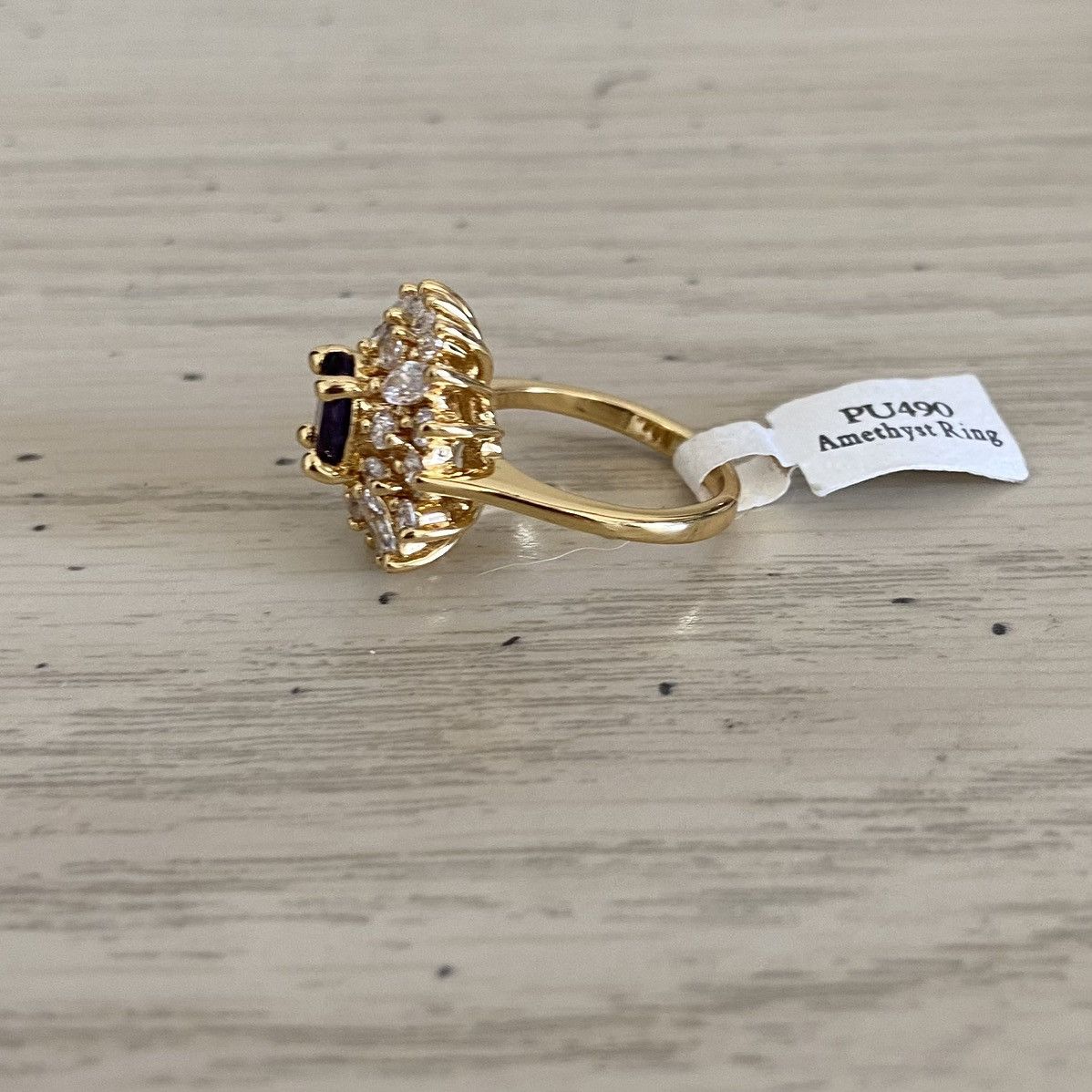Other NWT Amethyst and Crystal Gold Tone Cocktail Ring | Size 6.5 Size ONE SIZE - 5 Thumbnail