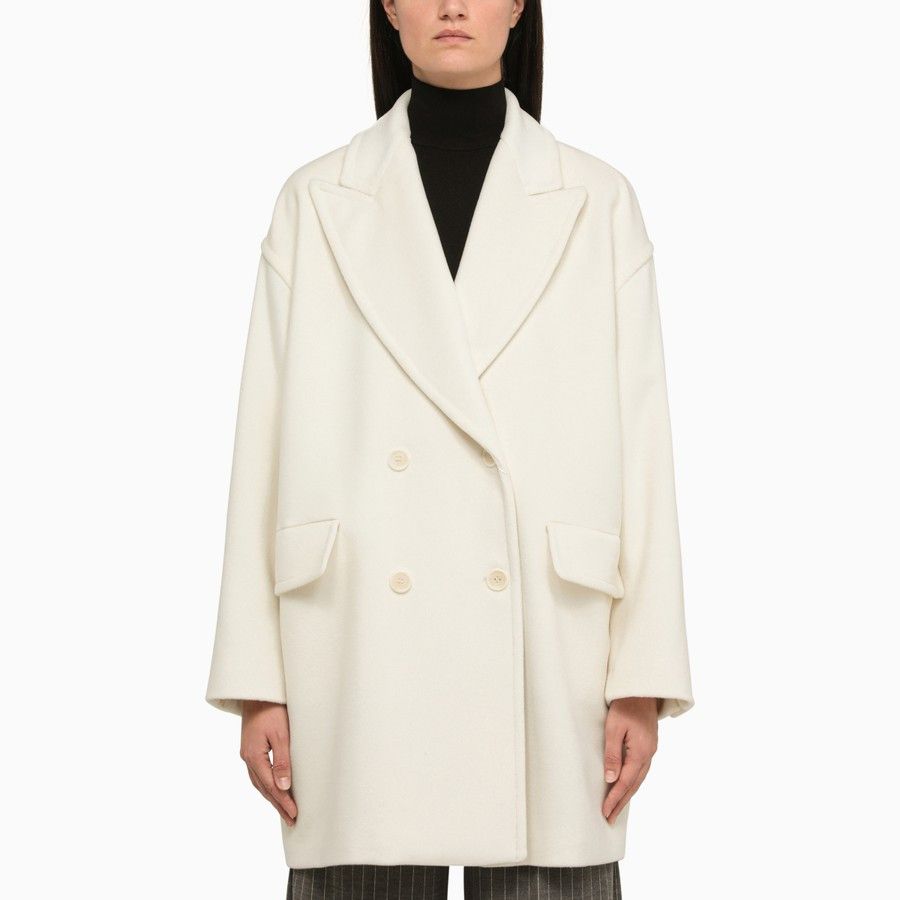 Max Mara o1d2blof0824 Wool Double-breasted Coat in White Size M / US 6-8 / IT 42-44 - 1 Thumbnail