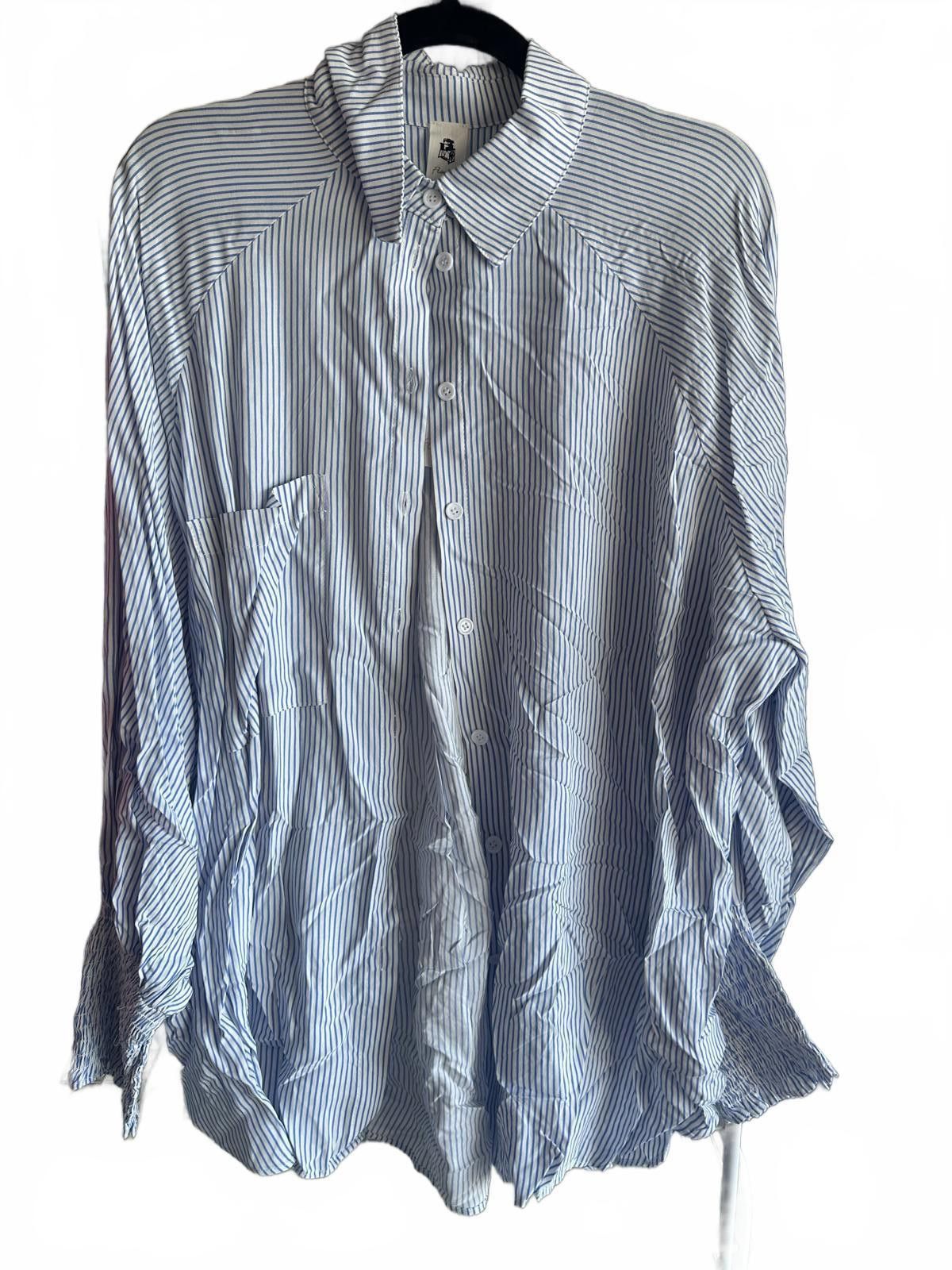 Designer Flawless Blue Striped Button-Up Shirt Size L / US 10 / IT 46 - 2 Thumbnail