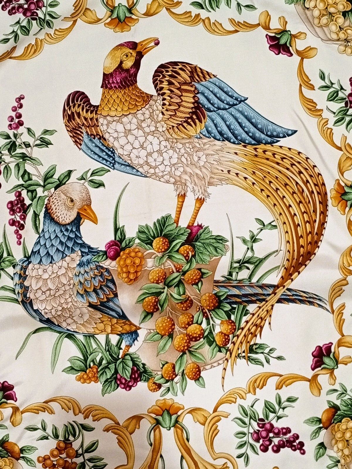 Salvatore Ferragamo SALVATORE FERRAGAMO Italy Bird Holiday Theme Silk Scarf Size ONE SIZE - 5 Thumbnail