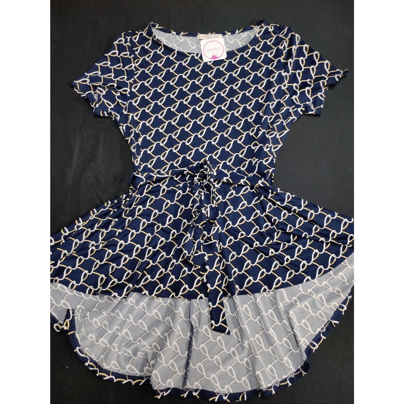NADA Nadine West Active USA Navy and Cream Chain-Print Top Size M / US 6-8 / IT 42-44 - 1 Thumbnail