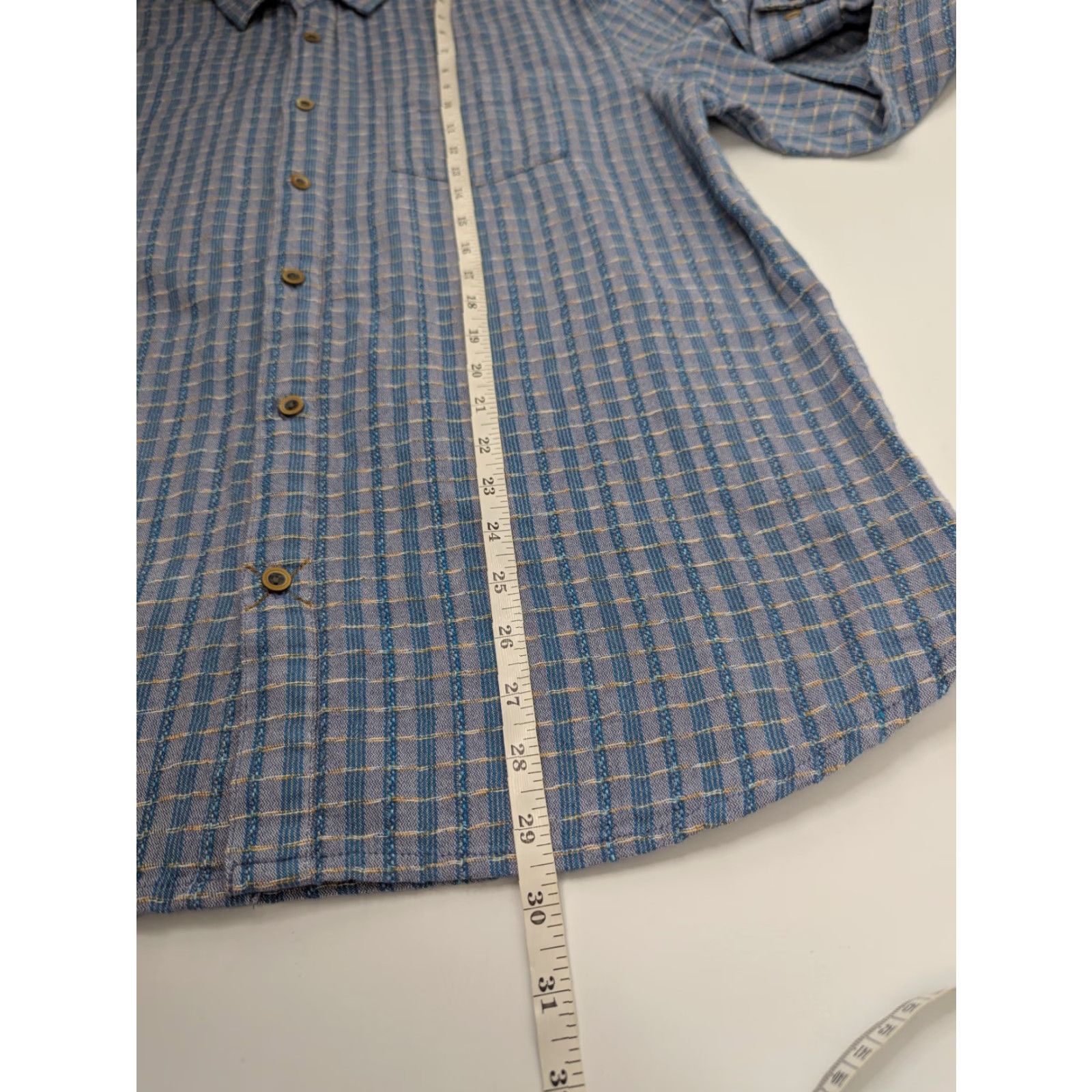 Carbon2Cobalt Carbon 2 Cobalt Shirt Mens Large Blue Stripe Plaid Textured Pocket Button Cotton Size US L / EU 52-54 / 3 - 5 Thumbnail