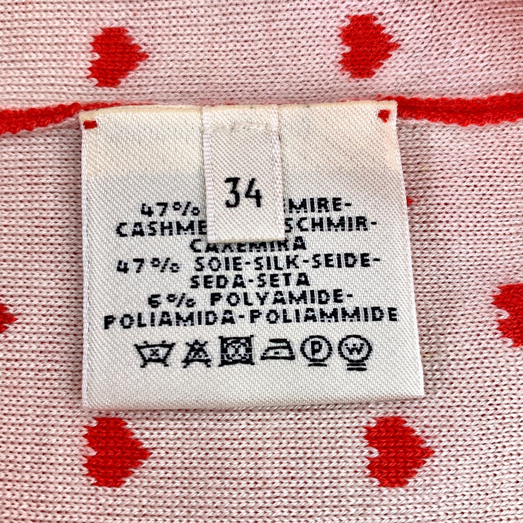 Hermes Hermès Red Polka Dot & Heart Print Cashmere Silk Blend Dress Size XXS / US 00 / IT 34 - 3 Thumbnail