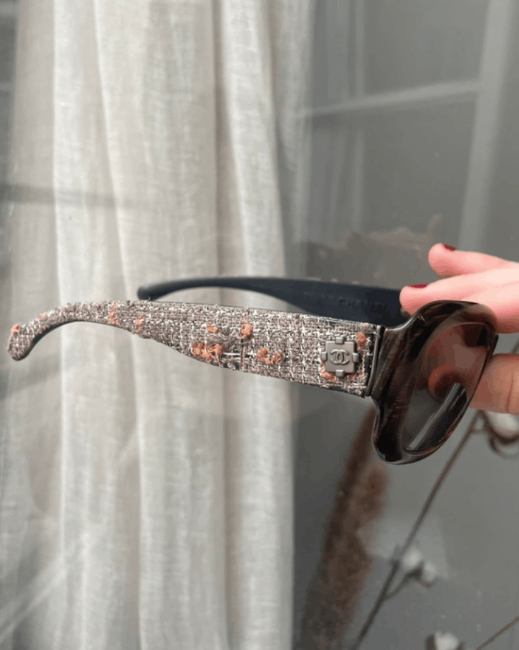 CHANEL SUNGLASSES 5240 Tweed LOGO Wrap Vintage Iconic 4017