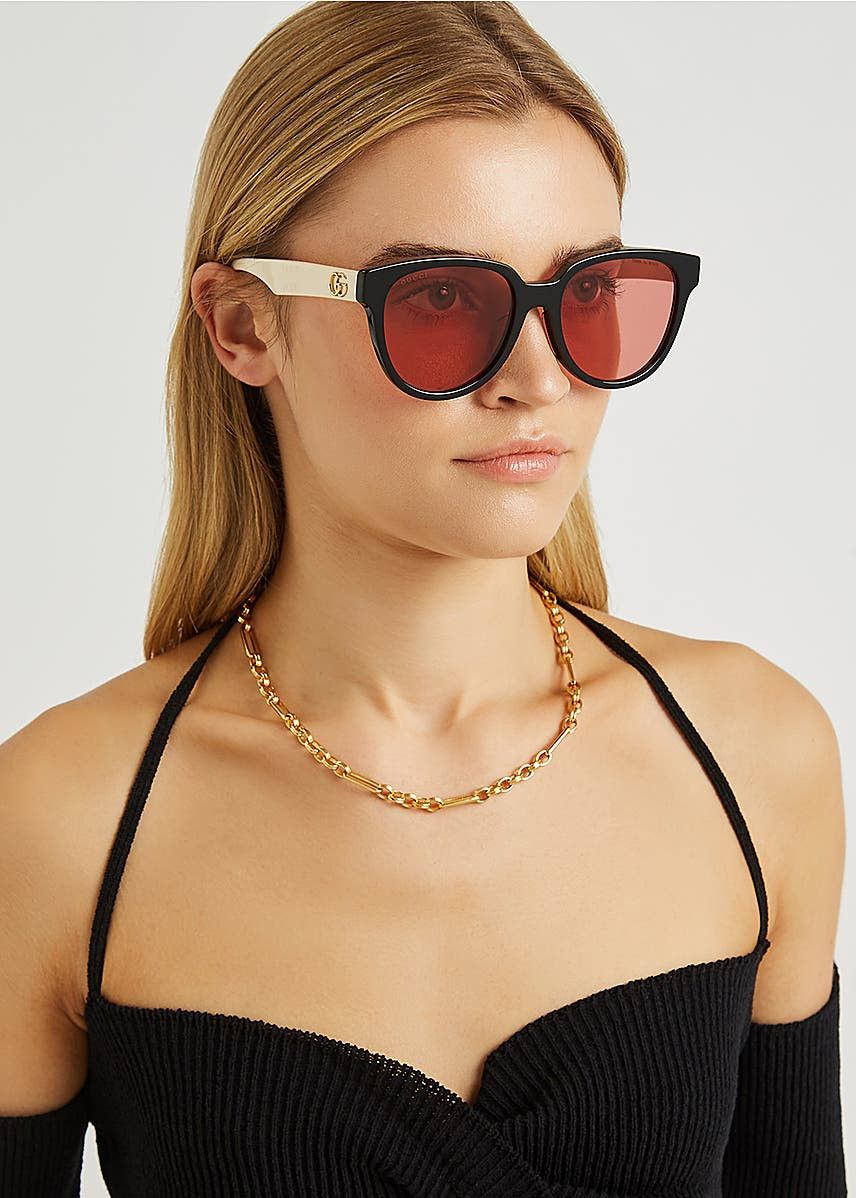 Gucci NEW Gucci GG0960SA 004 Black White Orange Women Sunglasses Size ONE SIZE - 12 Thumbnail