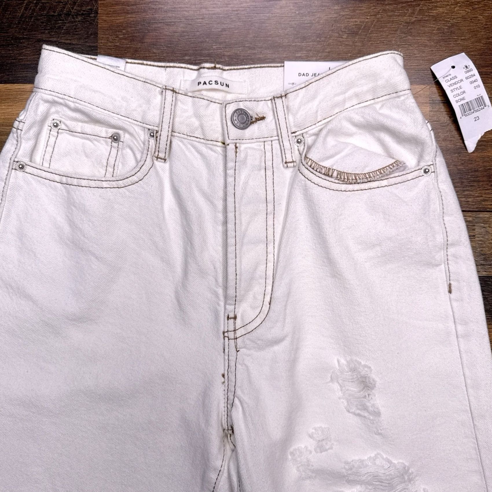 Pacsun Pacsun Jeans 23 Ivory Mid Rise Button Fly Mom Regular Denim 5-Pocket Retro Vintage No N/A Size 40" / US 18 - 6 Thumbnail