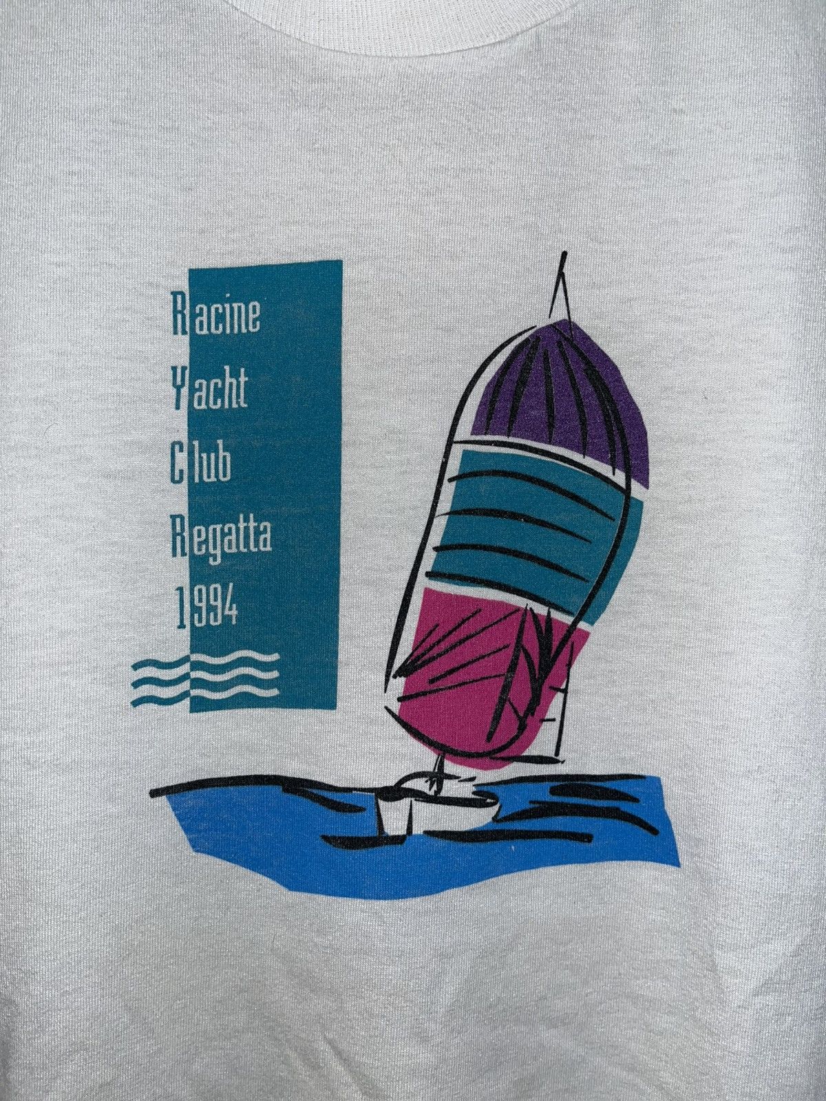 Vintage Vintage 90’s Racine Yacht Club Regatta Boat Graphic T-Shirt Size US XL / EU 56 / 4 - 2 Thumbnail