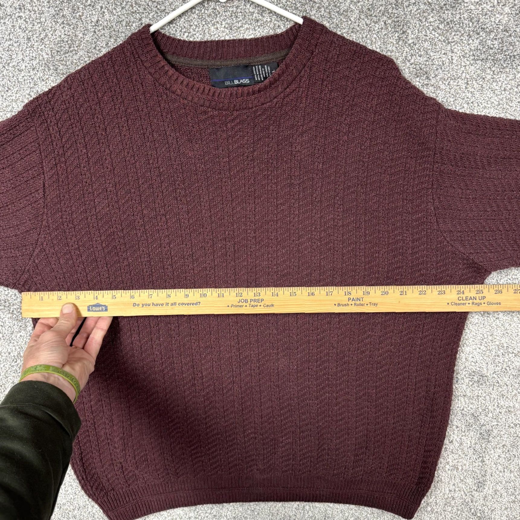 Bill Blass VINTAGE Bill Blass Sweater Men Large Maroon Crew Neck Knit 90s Preppy Classic Solid Textured Long Sleeve Pullover Size US L / EU 52-54 / 3 - 6 Thumbnail
