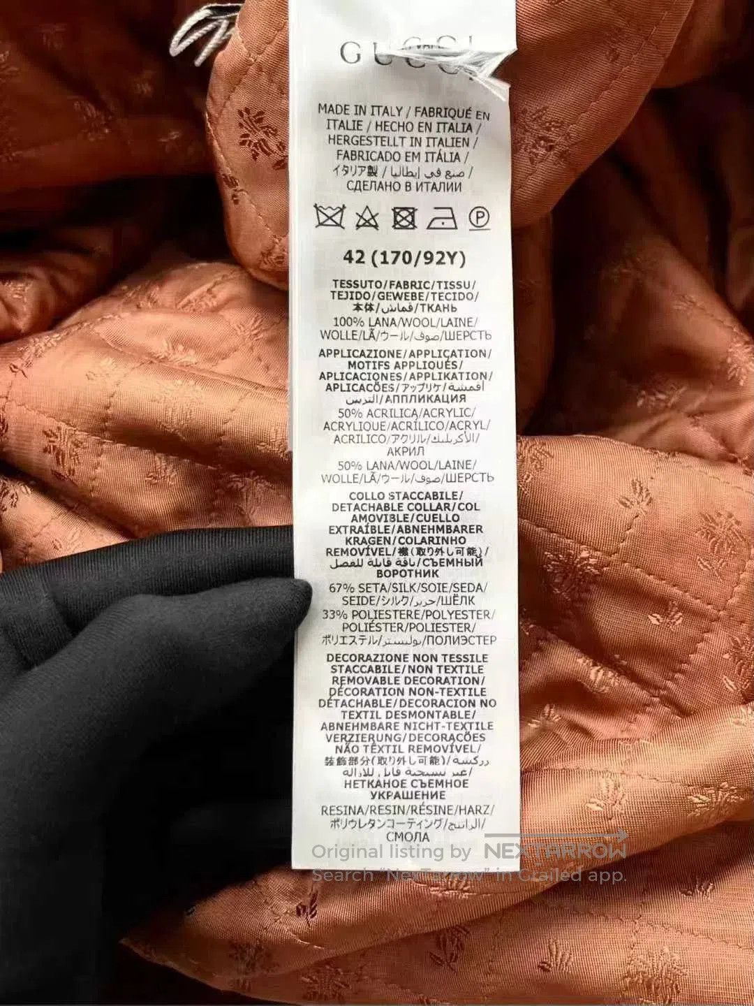 Gucci gucci green plaid long coat with pearl collar. Size L / US 10 / IT 46 - 4 Thumbnail