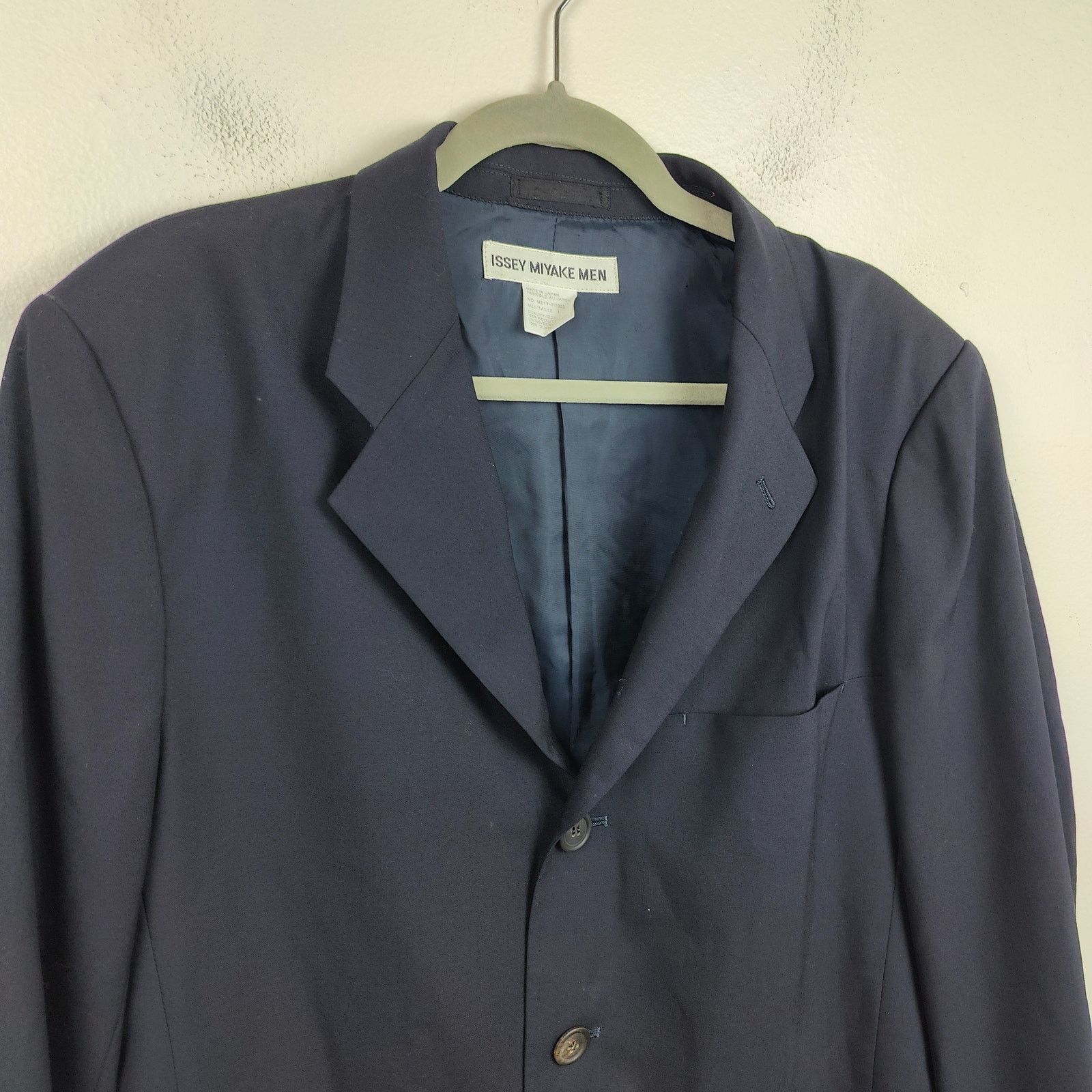 Issey Miyake Vintage Issey Miyake Men Blazer Large 3 Navy Blue 100% Wool Size US L / EU 52-54 / 3 - 2 Thumbnail