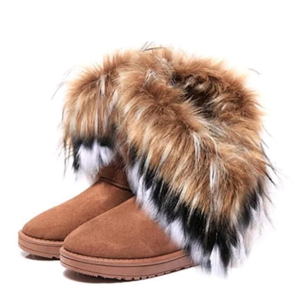 Designer Camel Suede Fur Detailed Winter Boots Size US 7.5 / IT 37.5 - 4 Thumbnail