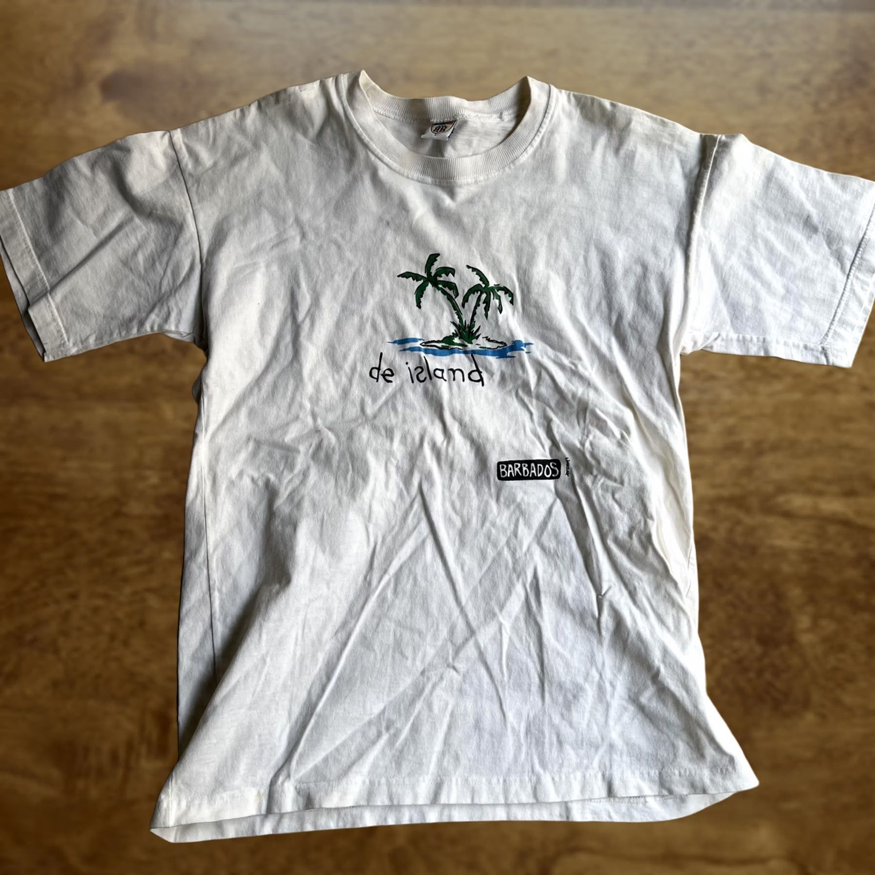 Vintage River Bay Barbados Island Shirt Mens Large White Palm Tree Graphic Tee T-Shirt Size US L / EU 52-54 / 3 - 1 Thumbnail