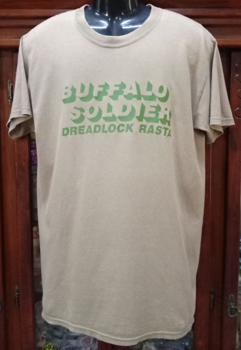 image of Authentic x Bob Marley Vintage Bob Marley : Buffalo Soldier Dreadlock Rasta T-Shirt in Light Brown 