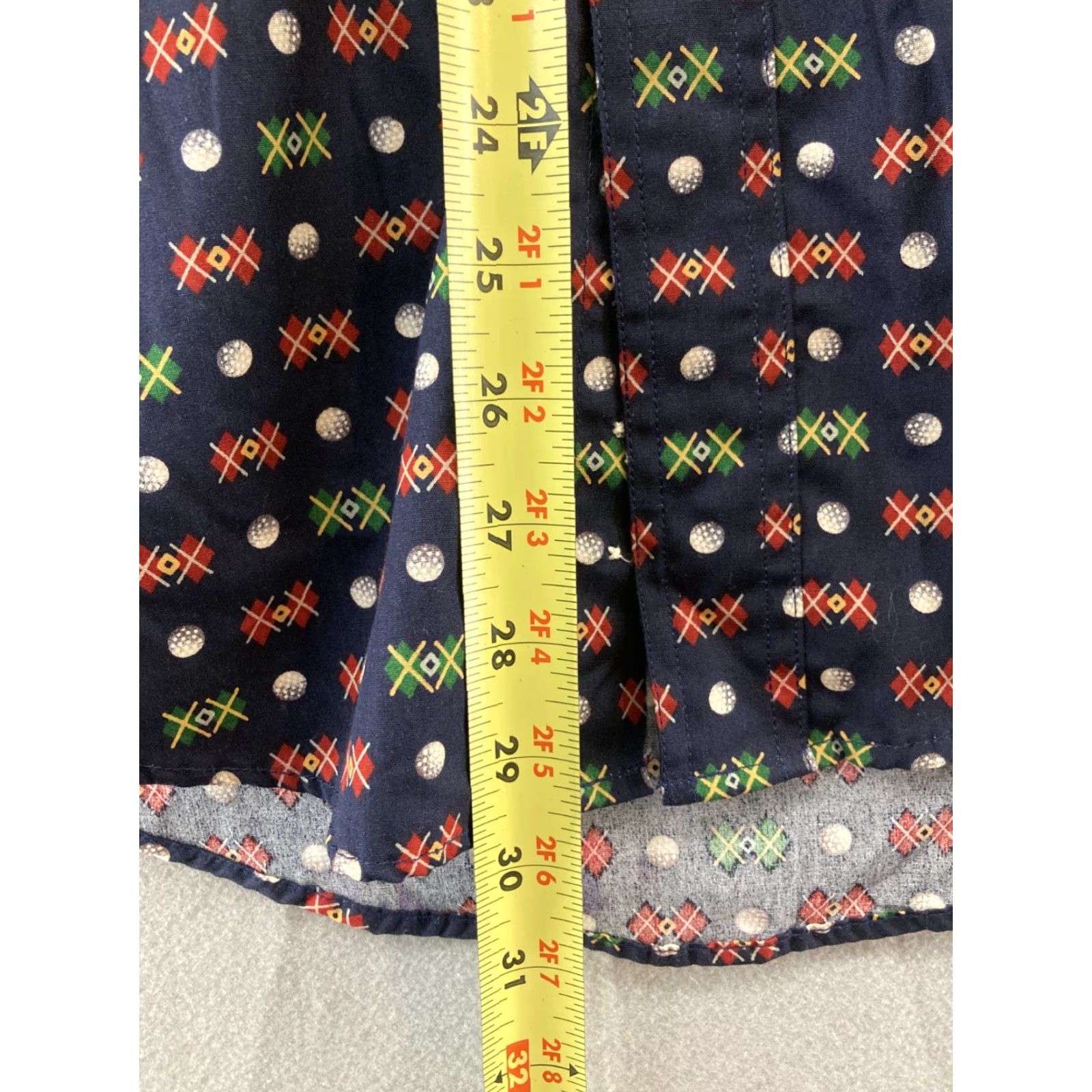 Chaps Chaps Ralph Lauren Button Down Mens L Dark Blue Short Sleeve Golf Print Shirt Size US 33 - 4 Thumbnail