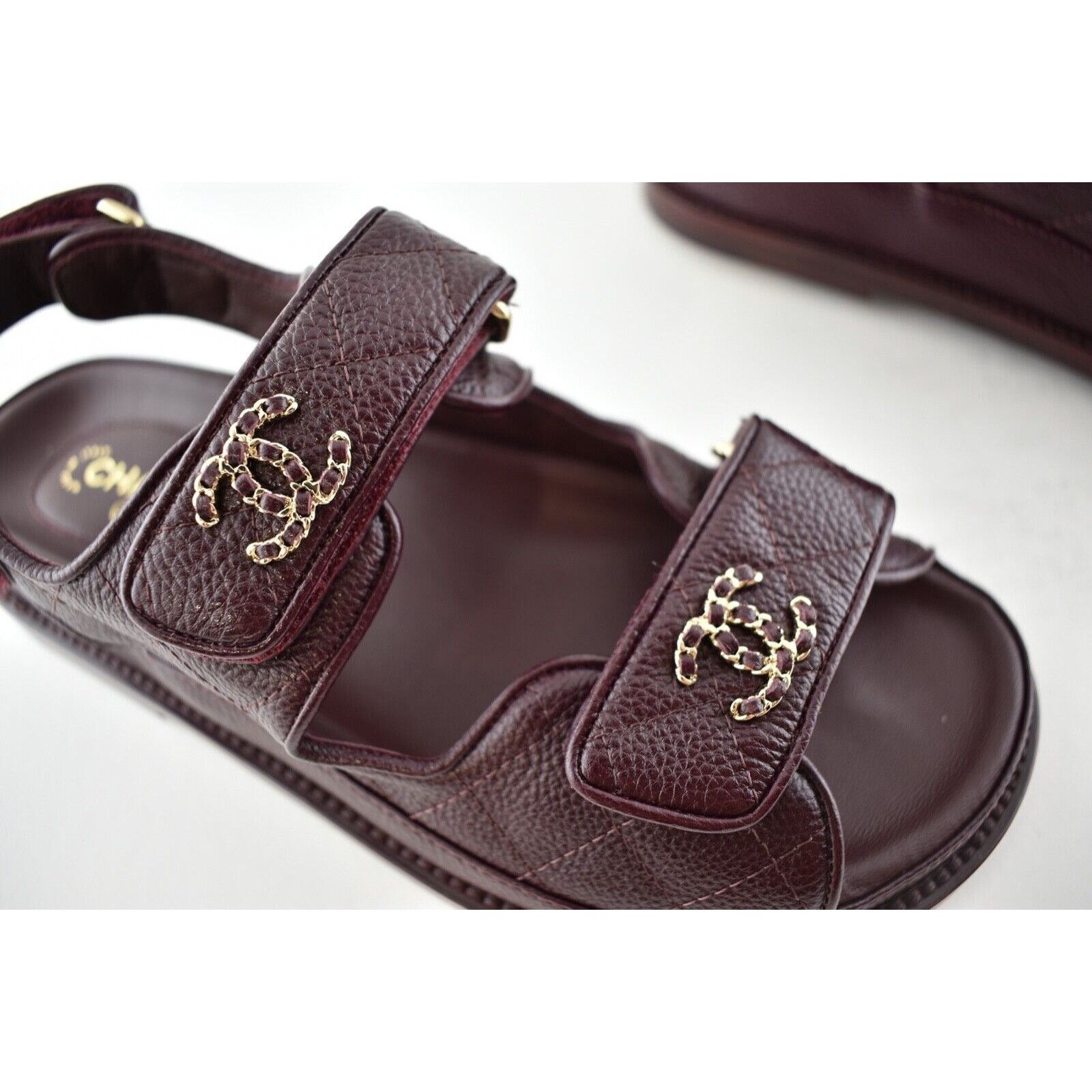 Chanel Chanel 21C Burgundy Red Caviar Gold CC Logo Mule Slide Size US 6 / IT 36 - 5 Thumbnail