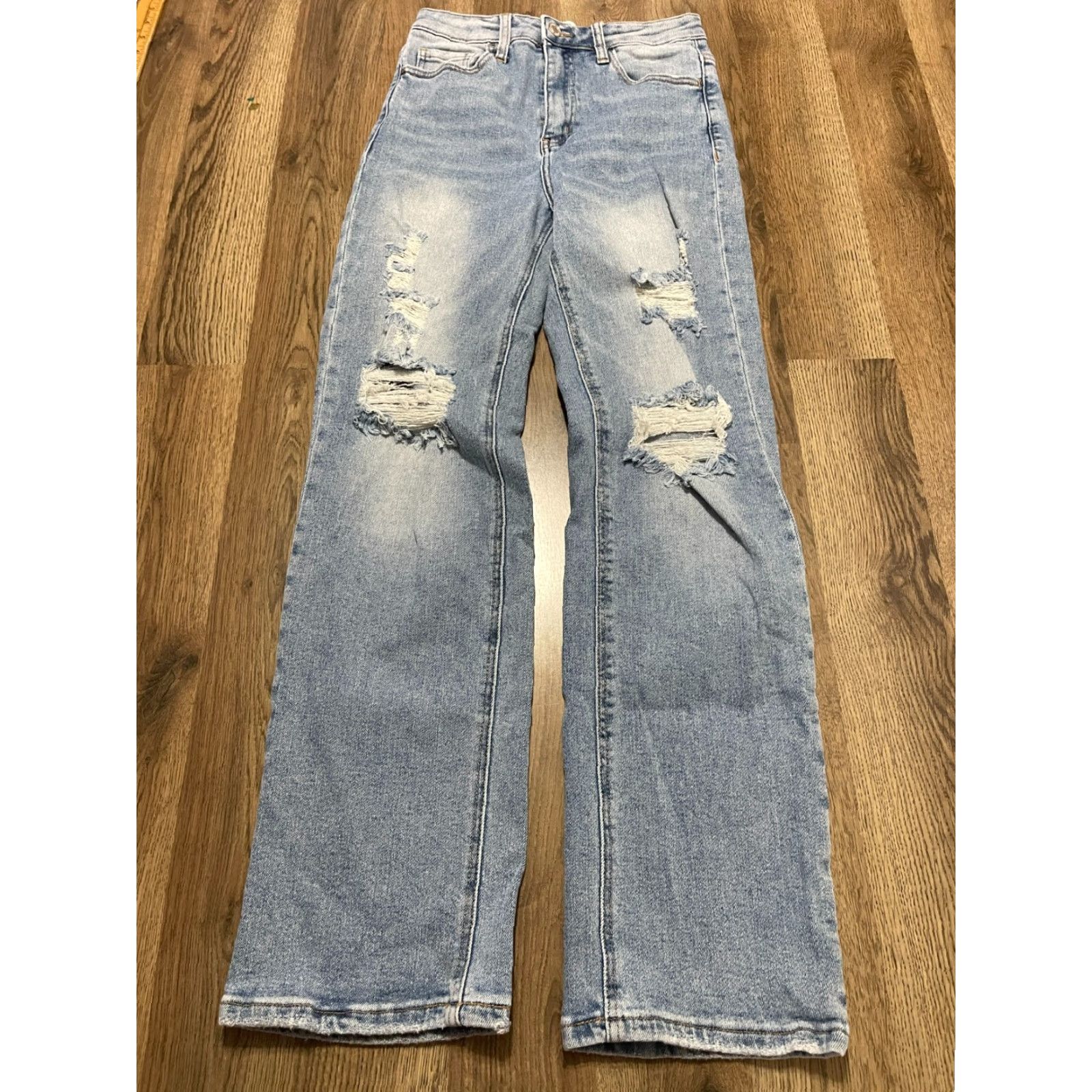 Vintage VERMET Jeans, Women's Size 27, Denim, Straight, Distressed, Pockets, Blue, Regular, 29 Inseam, 27, Size 27" / US 4 / IT 40 - 2 Thumbnail