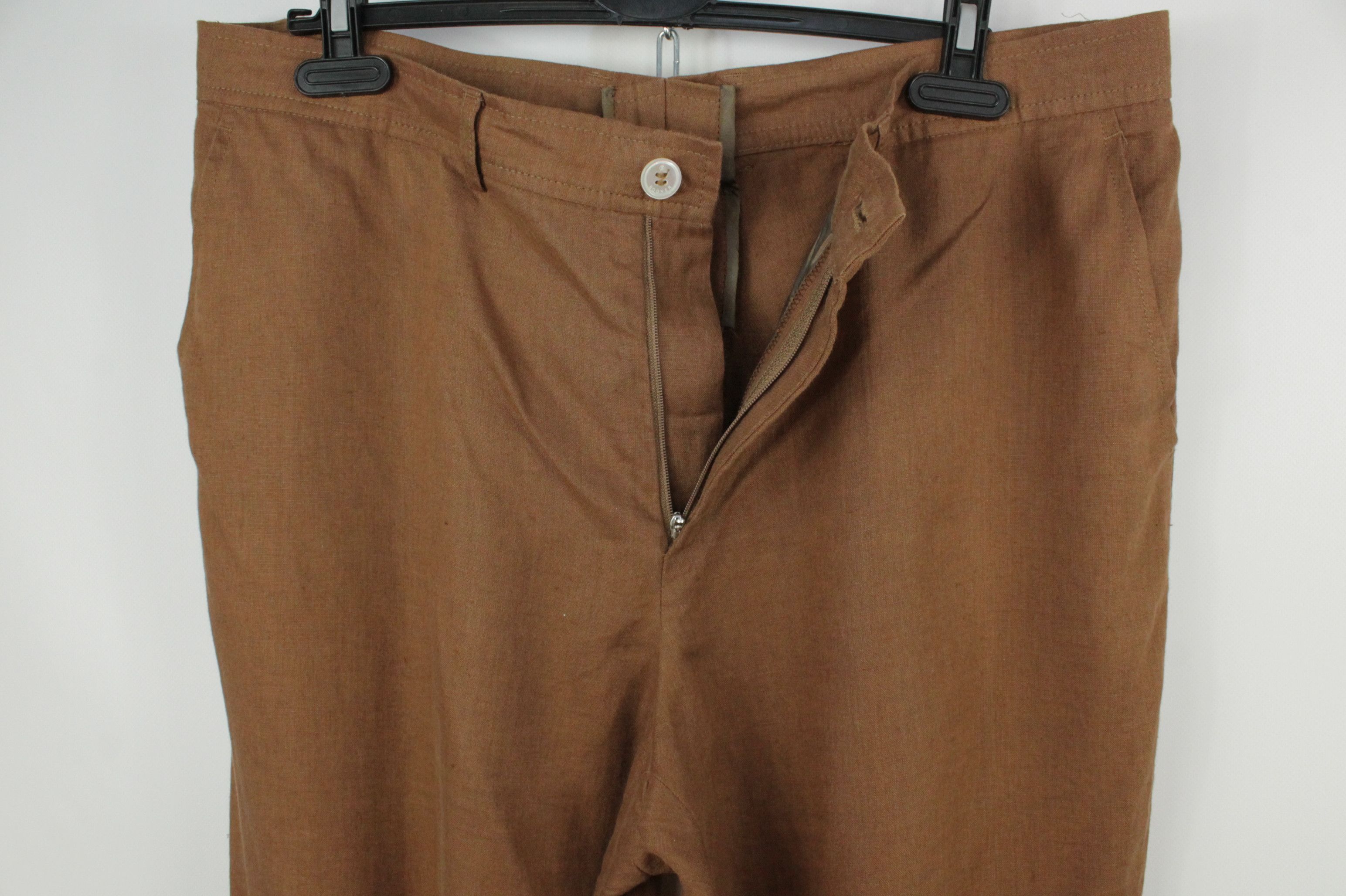 Bogner × Designer Bogner Brown Linen Wide Leg Casual Women's Pants Size 38" / US 16 / IT 52 - 2 Thumbnail
