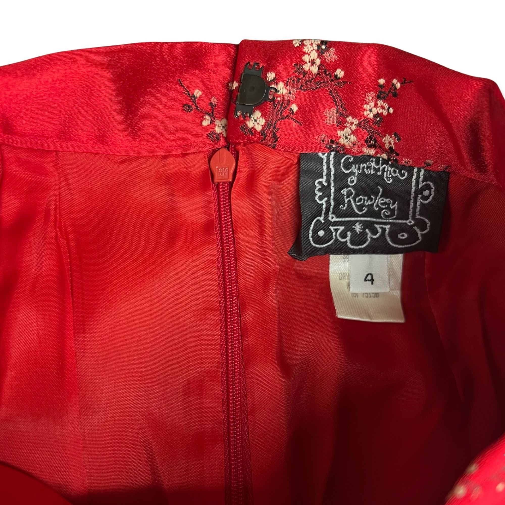 Other Cynthia Rowley Red Silk Blend A-Line Skirt With Floral Print Size 27" / US 4 / IT 40 - 7 Thumbnail