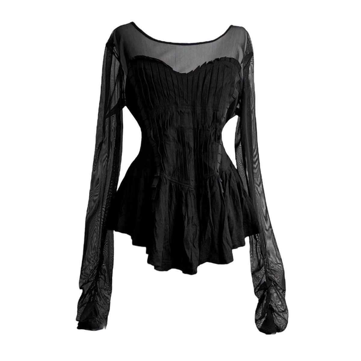 Mesh ruffled blouse