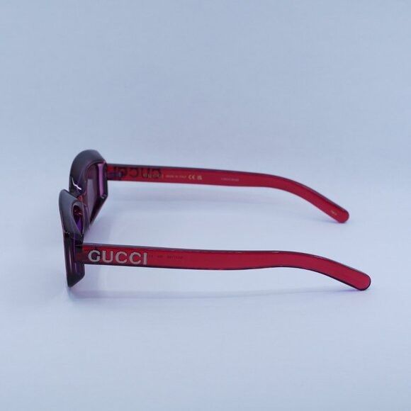 Gucci Gucci GG1719S 004 Sunglasses Transparent Red Geometric Frame Size ONE SIZE - 5 Thumbnail