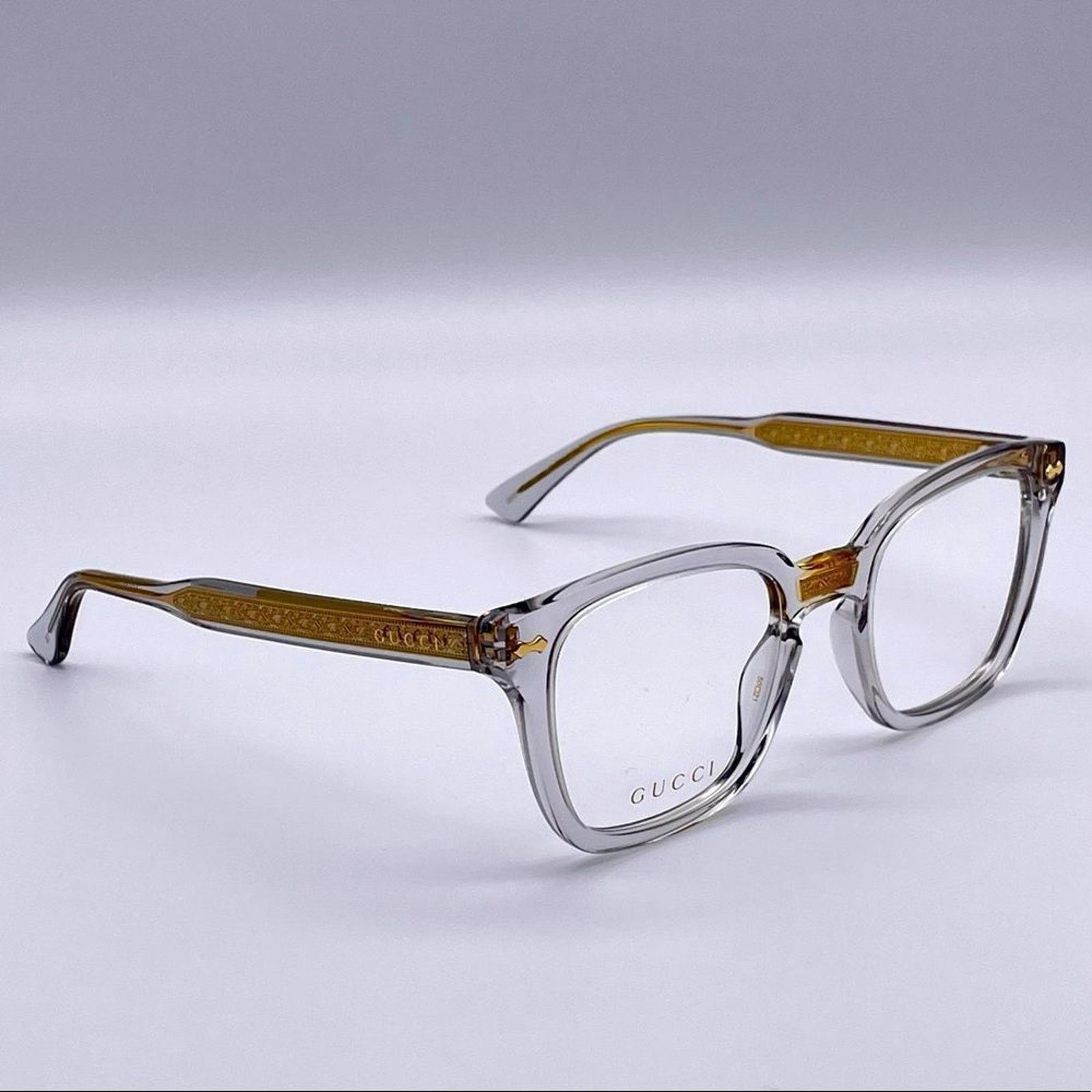 Gucci NEW GUCCI GG0184O 005 Grey/Grey Transparent UnisexEyeglasses Size ONE SIZE - 7 Thumbnail